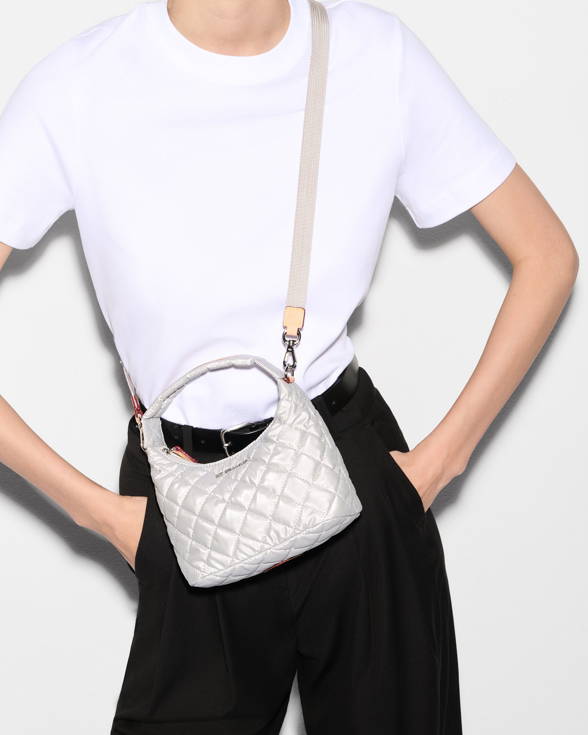 Oyster Metallic Mini Metro Hobo