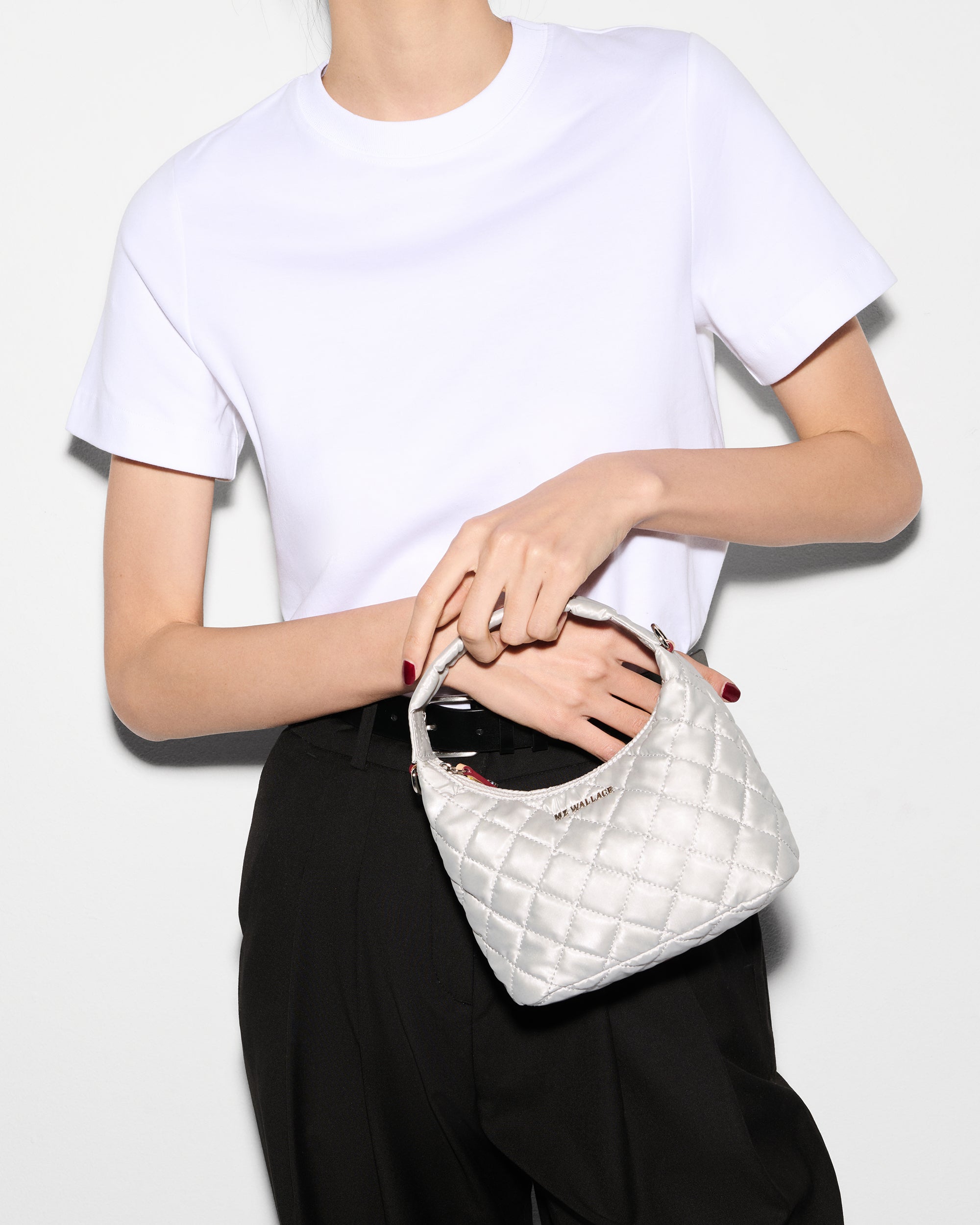 Oyster Metallic Mini Metro Hobo