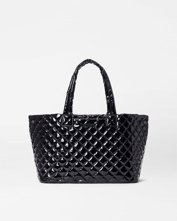 black lacquer medium metro city tote