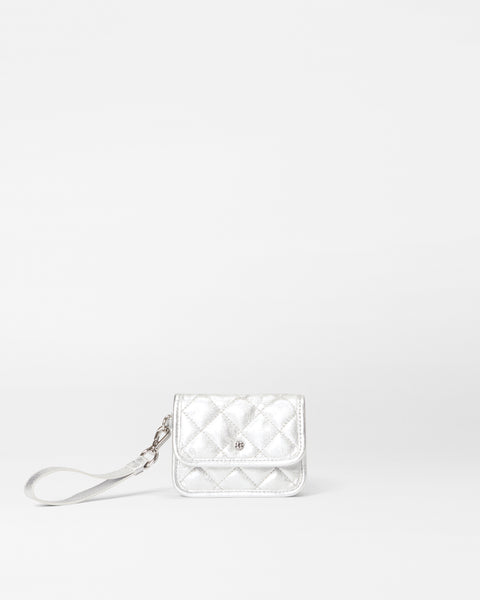 Wallet shoulder bag／silver New Michael Kors Jet Set Item Large Wallet Crossbody Metallic