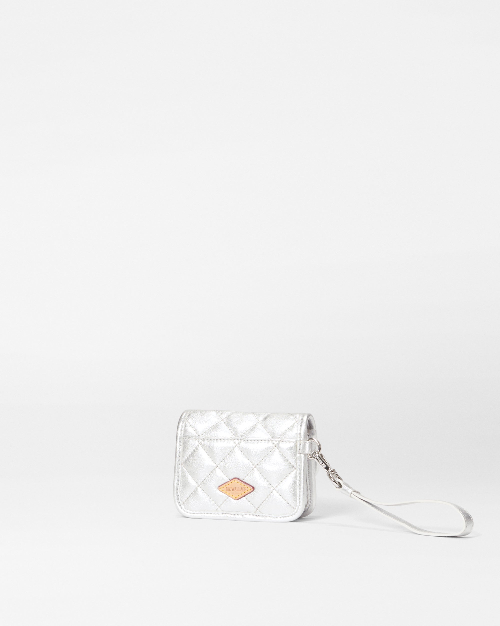 Silver Leather Metro Snap Wristlet