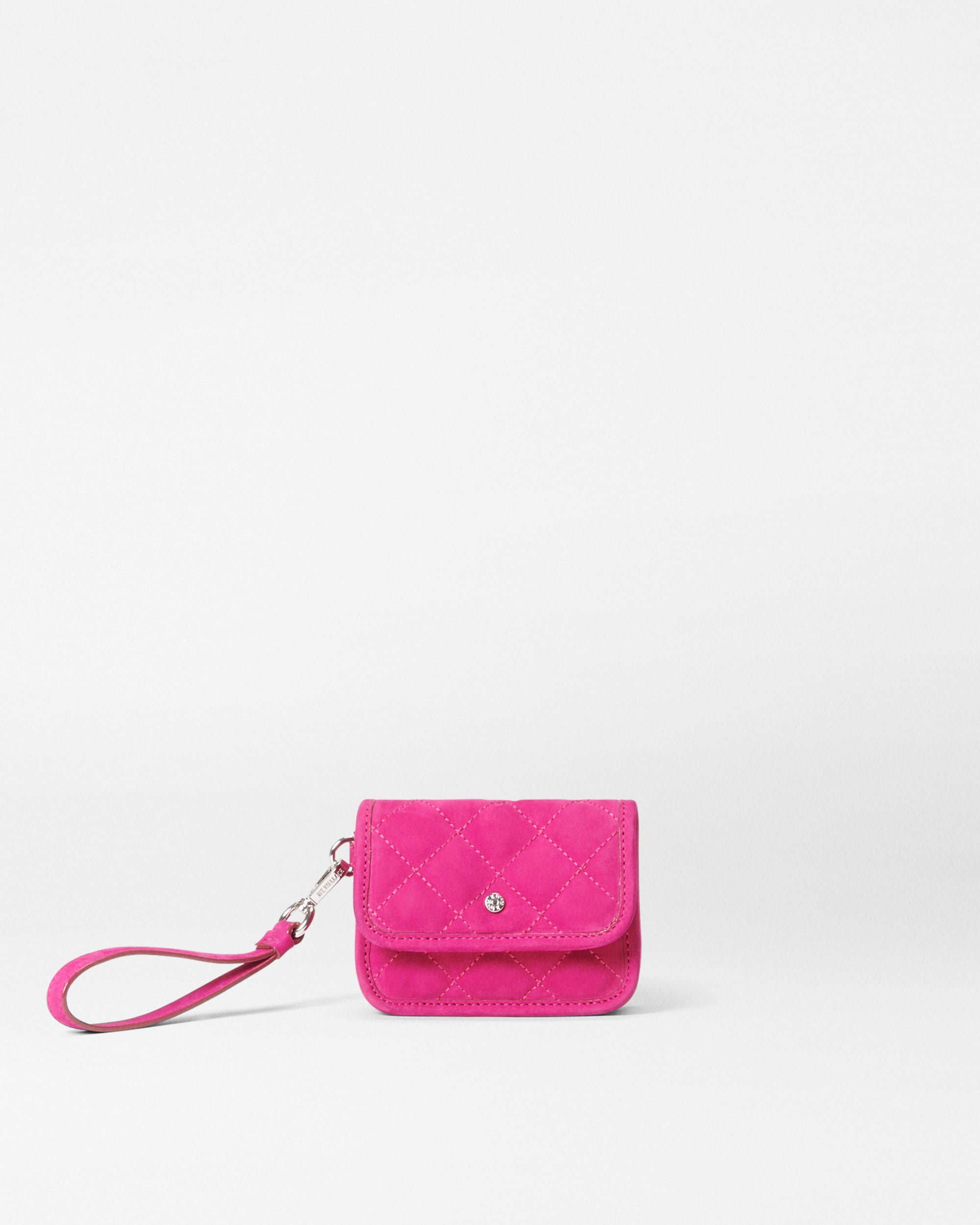 Raspberry Nubuck Metro Snap Wristlet- Leather