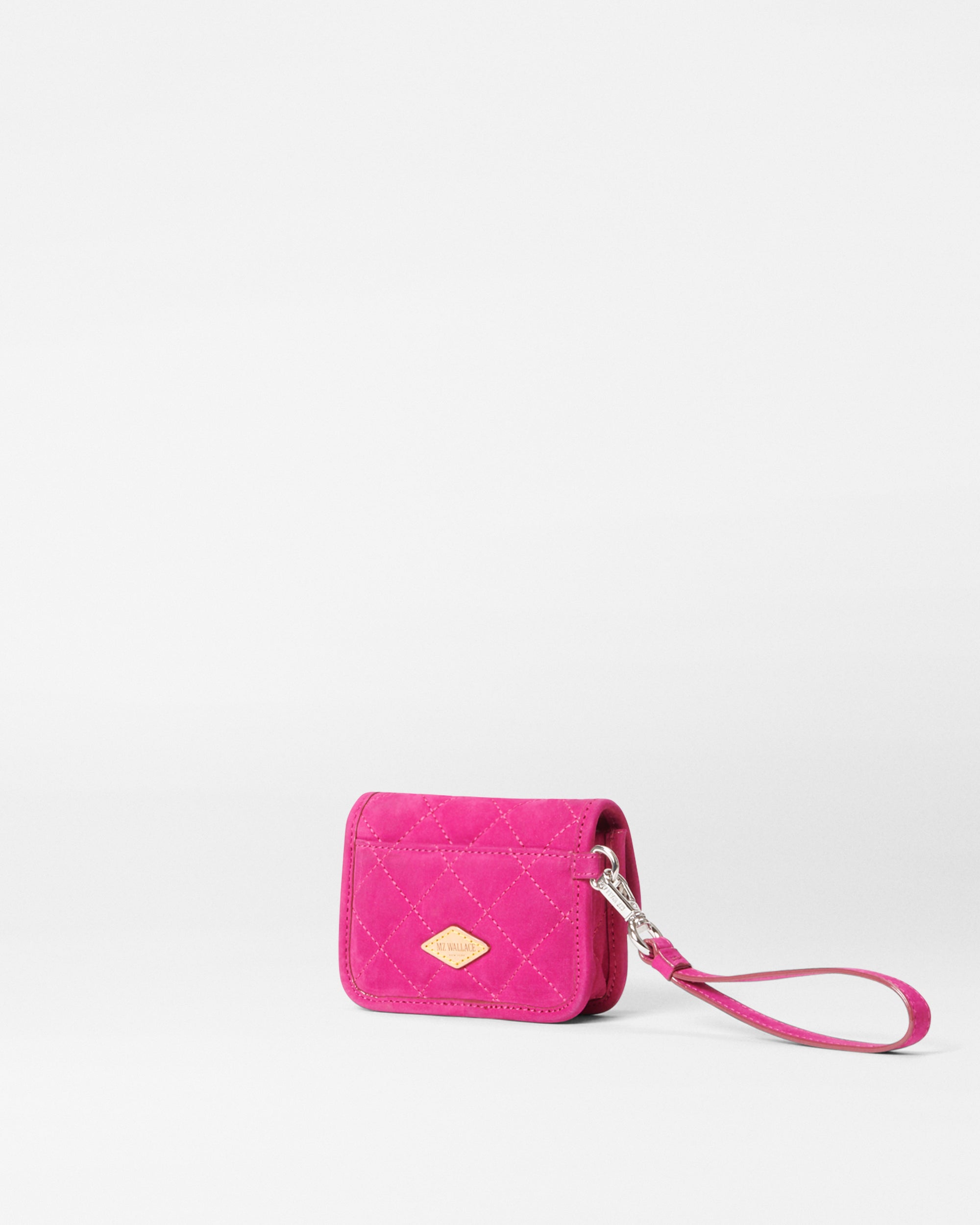 Raspberry Nubuck Metro Snap Wristlet- Leather