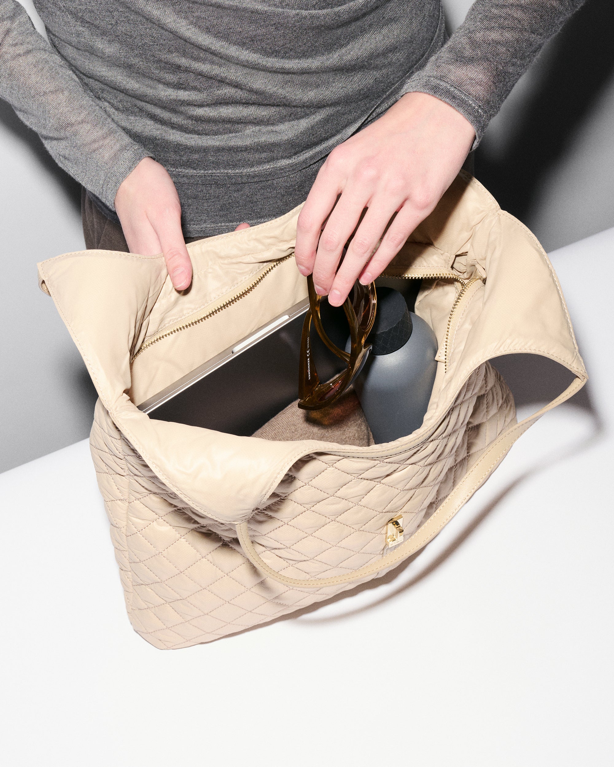 MZ Wallace Buff Ivory Large Astor Tote Bag - Luxury Tote Handbags