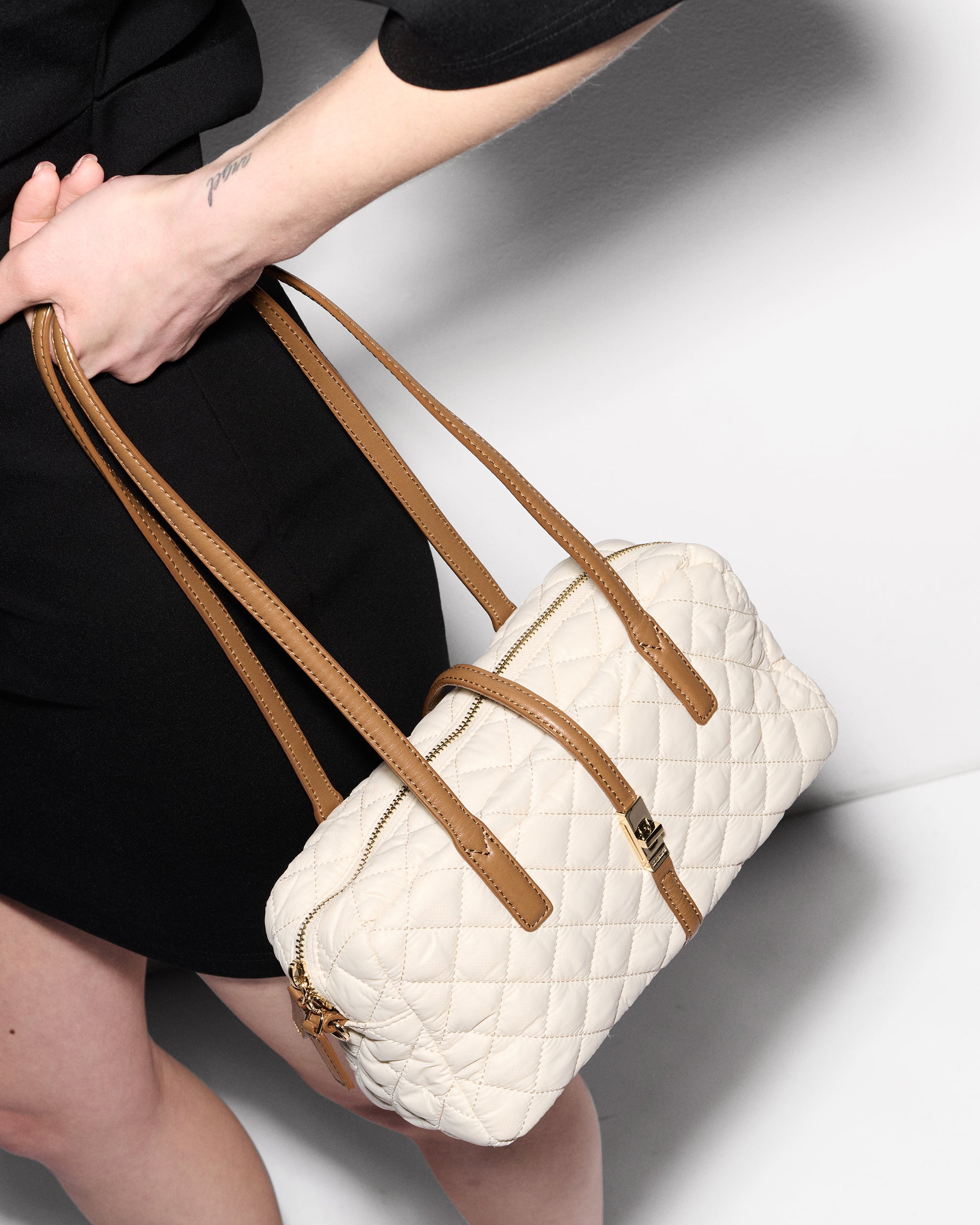 Sandshell with Brown Small Astor Satchel