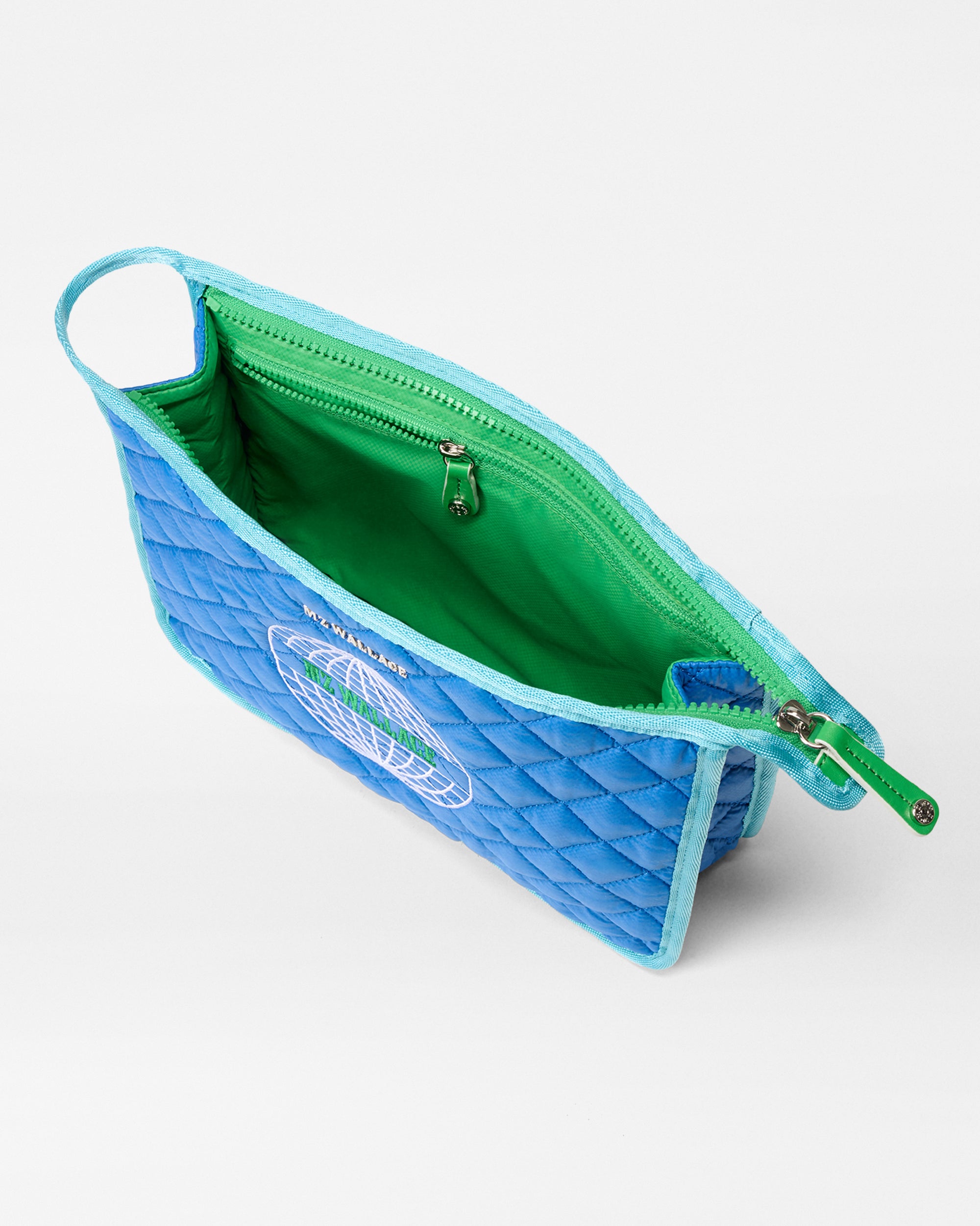 MZ Wallace Blue Metro Earth Day Clutch Bag inside view 