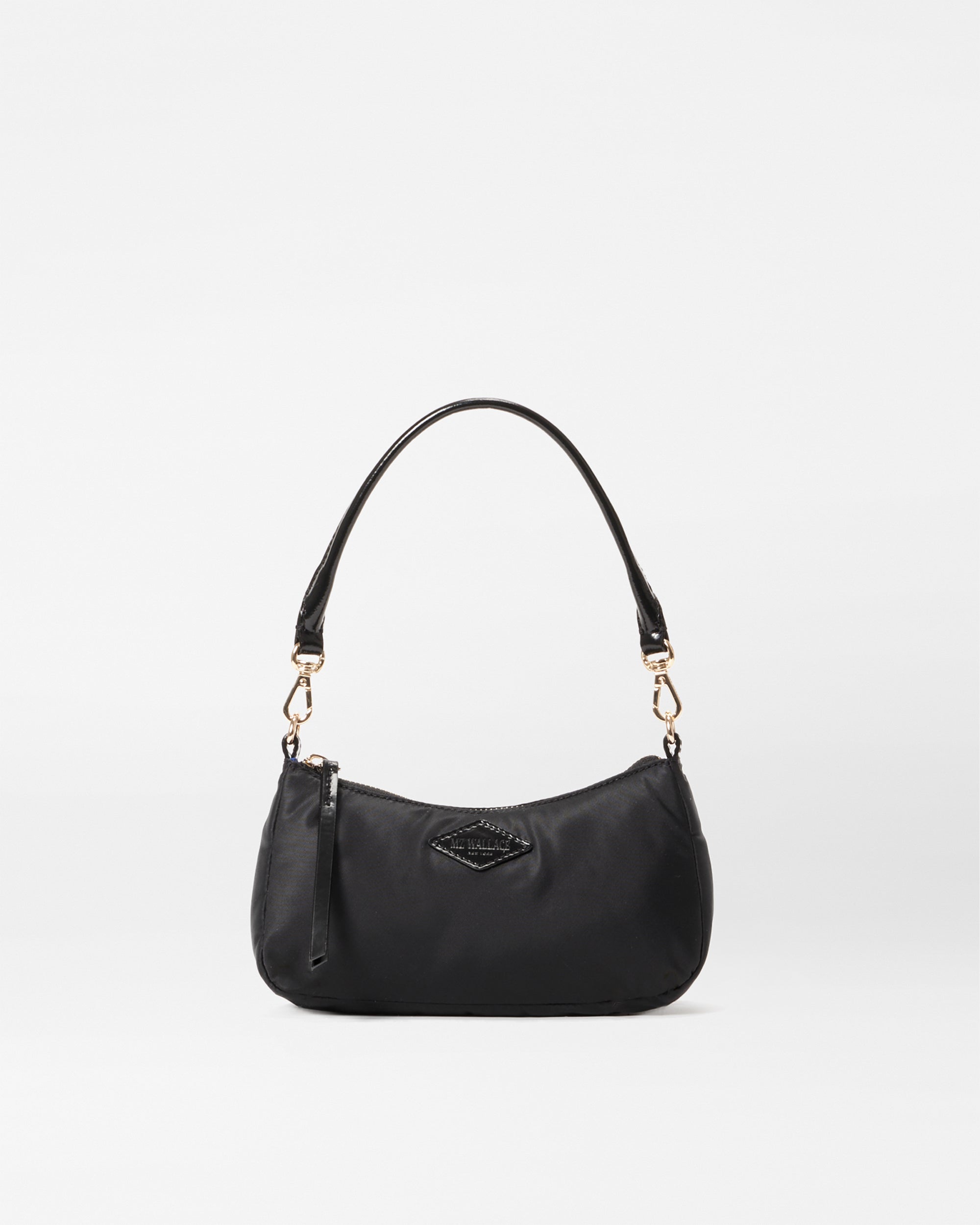 Front view of MZ Wallace Black Mini Shoulder Bag