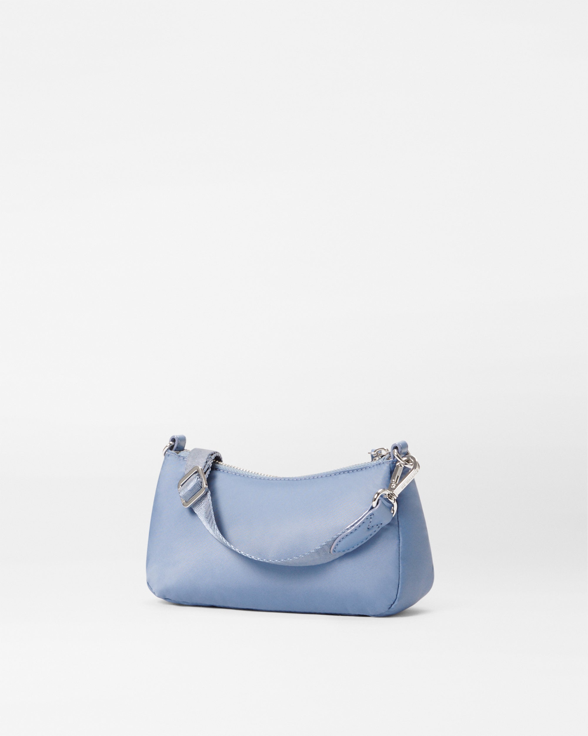 Back view of MZ Wallace Mini Blue Purse