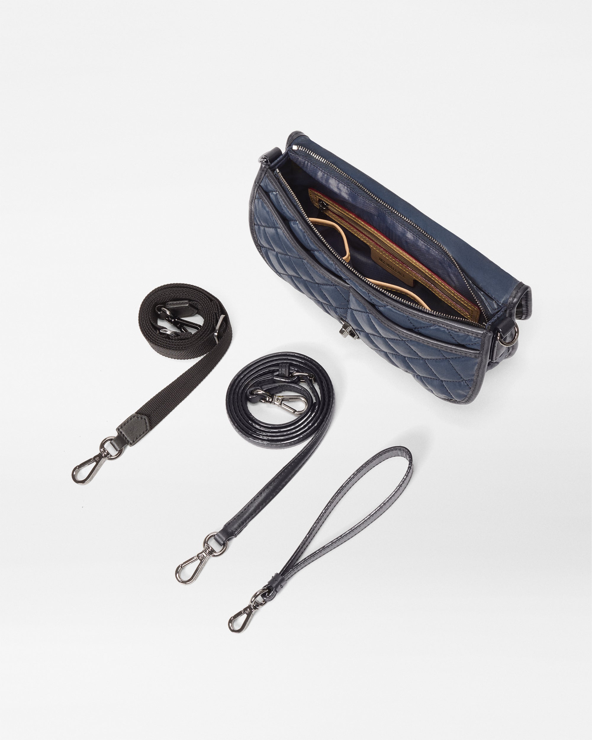MZ Wallace Ink Blue Liquid Small Astor Convertible Clutch - Luxury