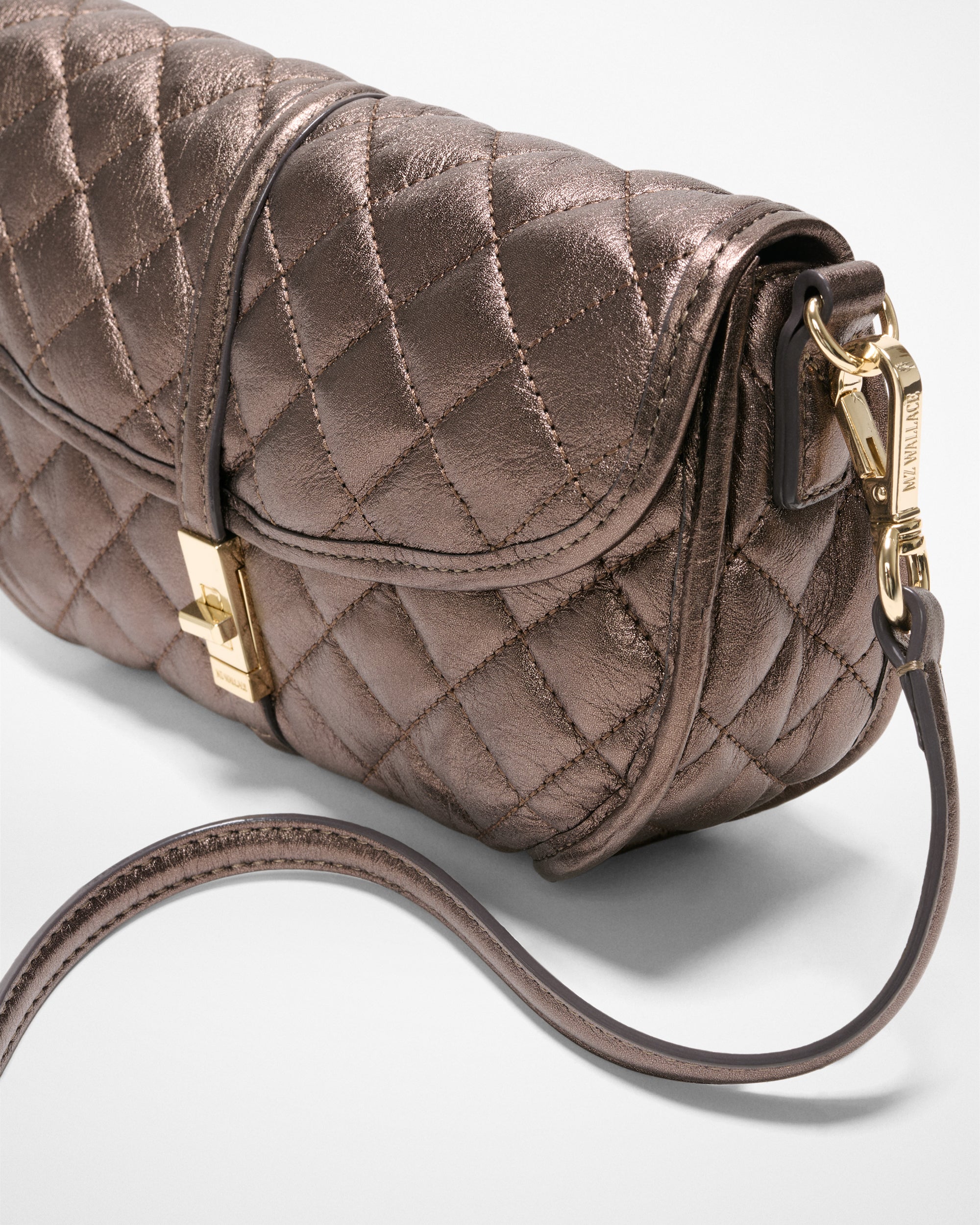 Espresso Metallic Leather Small Astor Convertible Clutch