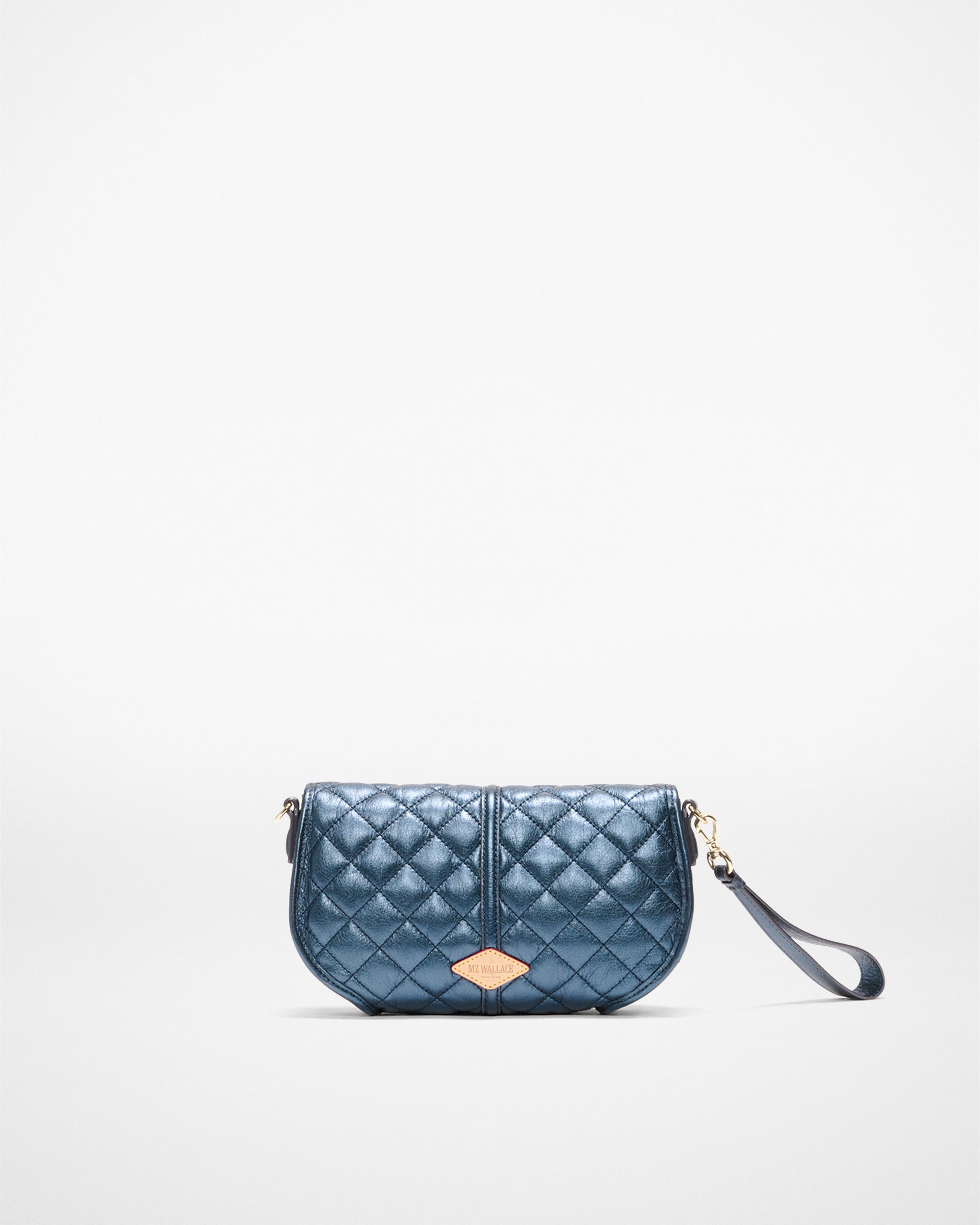 【ＫＩＳＨＩＲ A】 Midnight Metallic Leather Small Astor Convertible Clutch