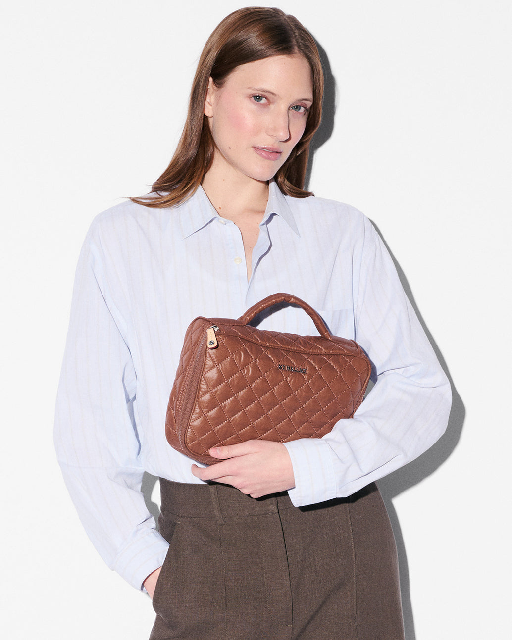 MZ Wallace | Terracotta Zip Round Cosmetic | Cosmetics and Pouches | Travel Organizers 