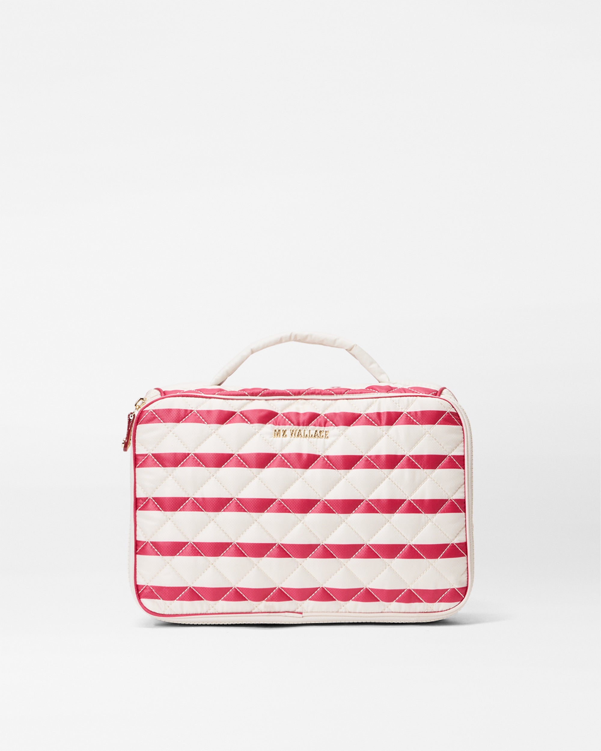 MZ Wallace Red and White Striped Makeup Bag