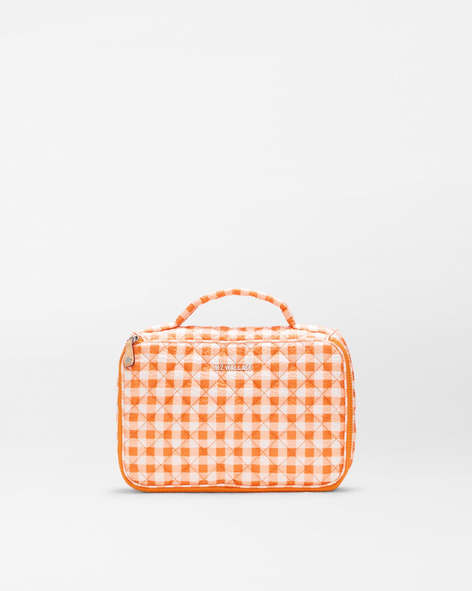 Sunset Orange Gingham Zip Round Organizer