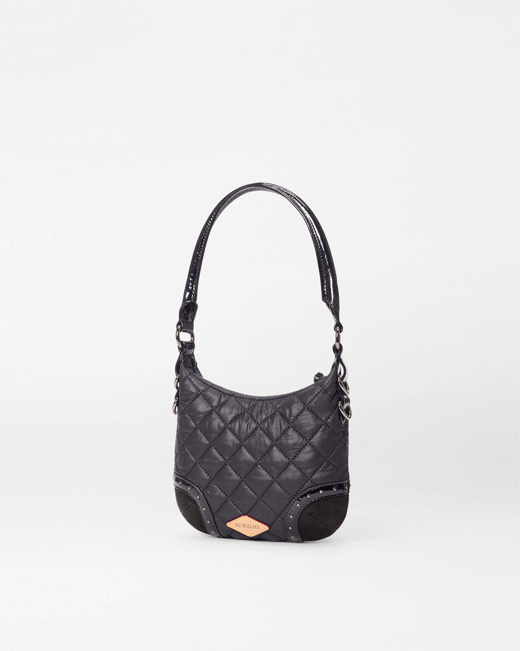 MZ Wallace Black Studded Handbag with logo