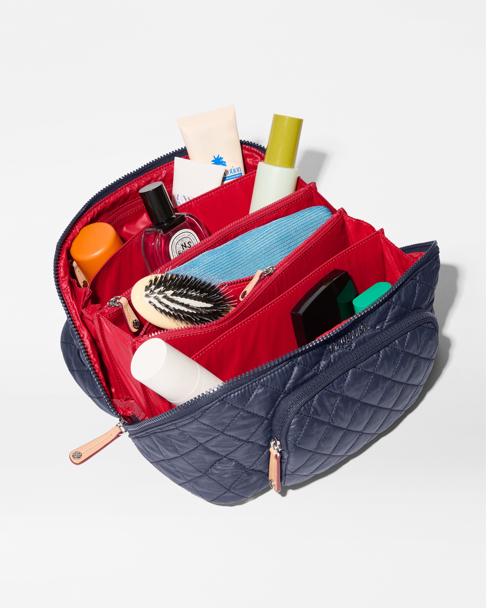 MZ Wallace | Navy/Apple Large Metro Accordion Cosmetic