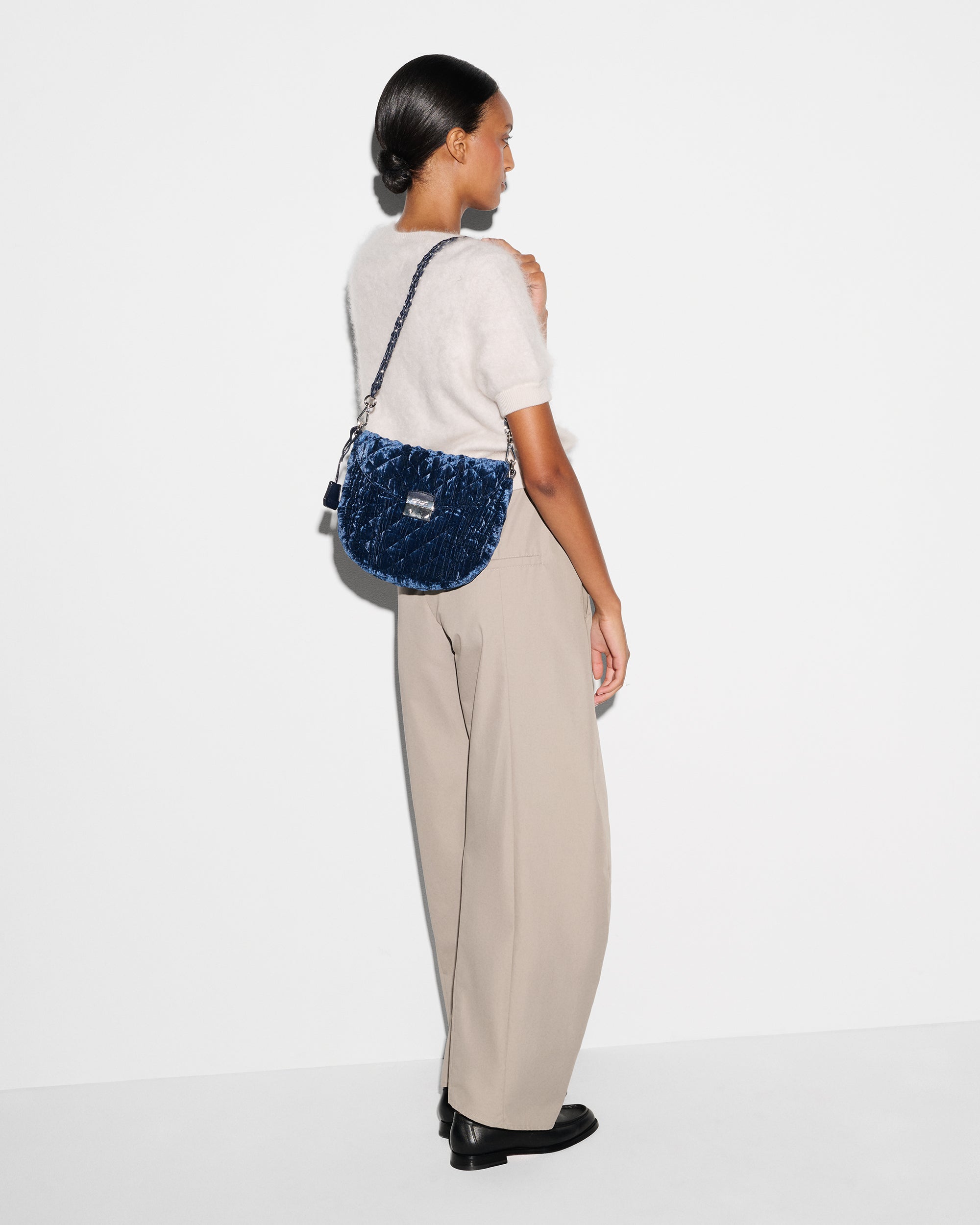 Blue Velvet Handbag Crossbody | MZ Wallace