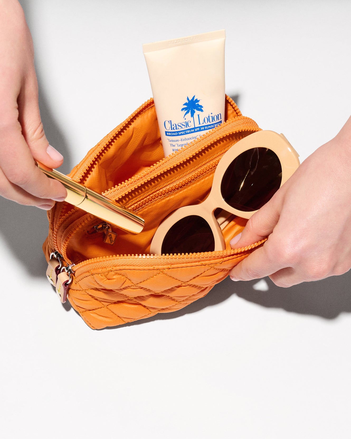 MZ Wallace | Sunset Orange Small Double Zip Cosmetic