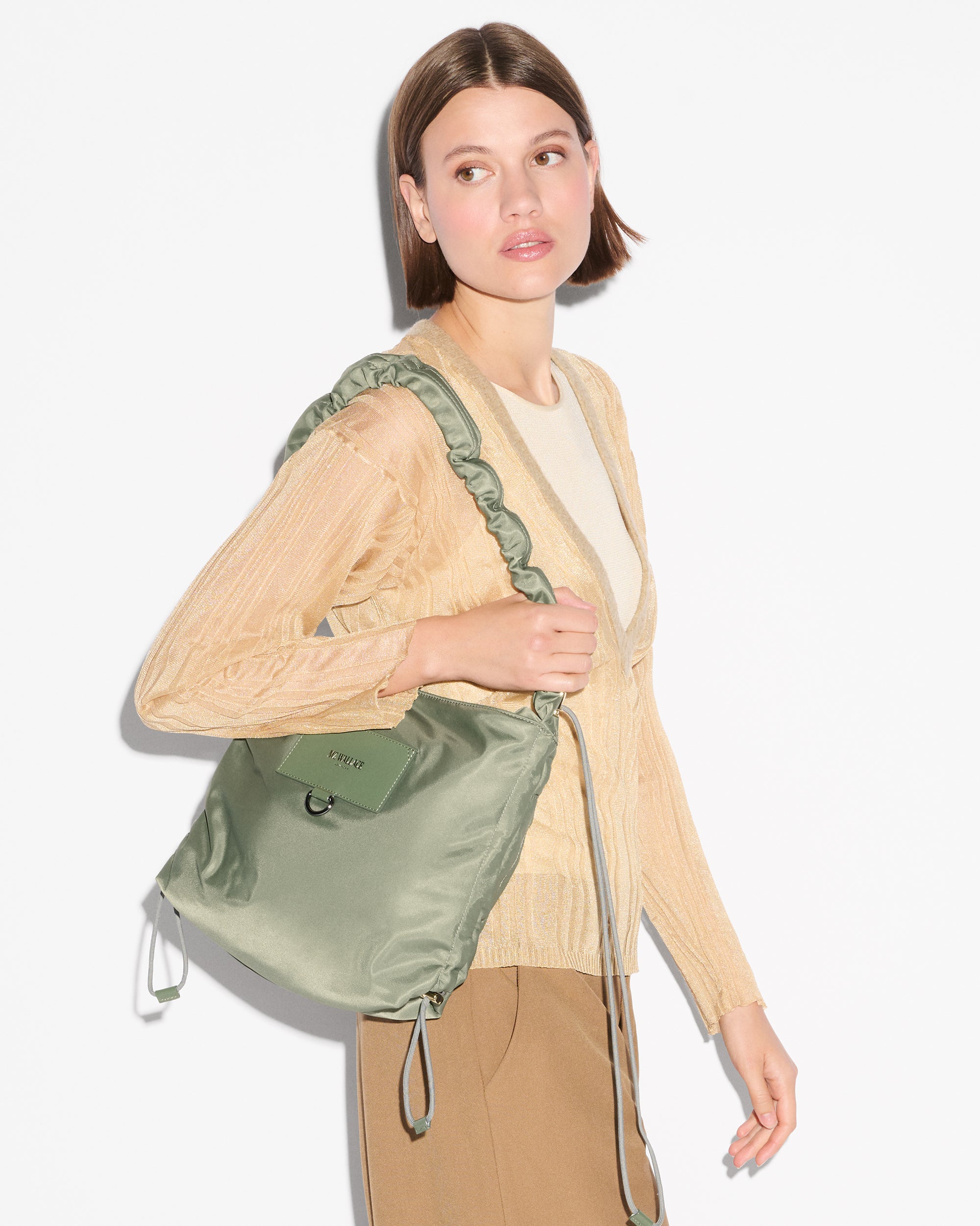 MZ Wallace Agave Green Scrunch Shoulder – Shoulder | MZ Wallace