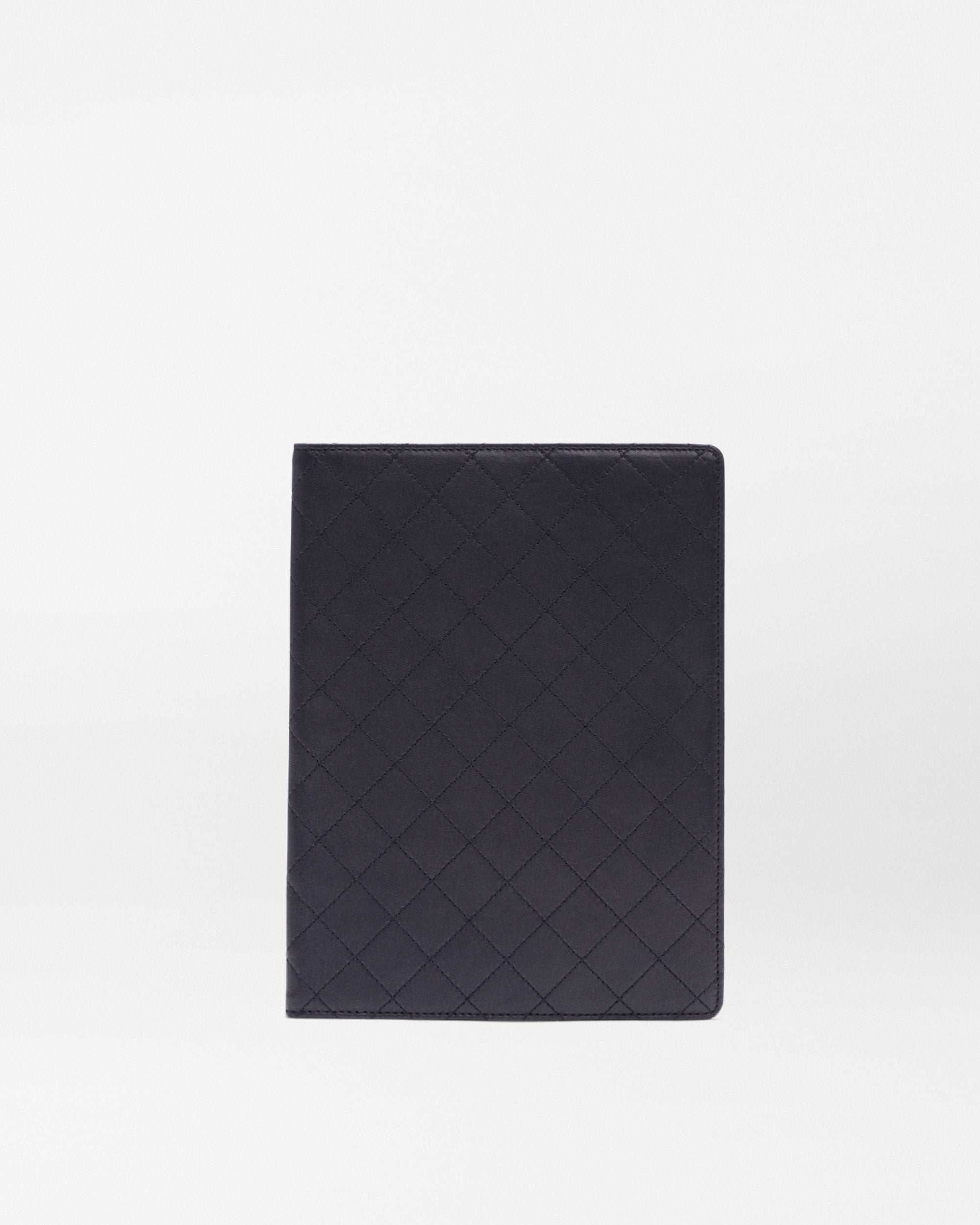 Black Quilted Leather Notebook Cover