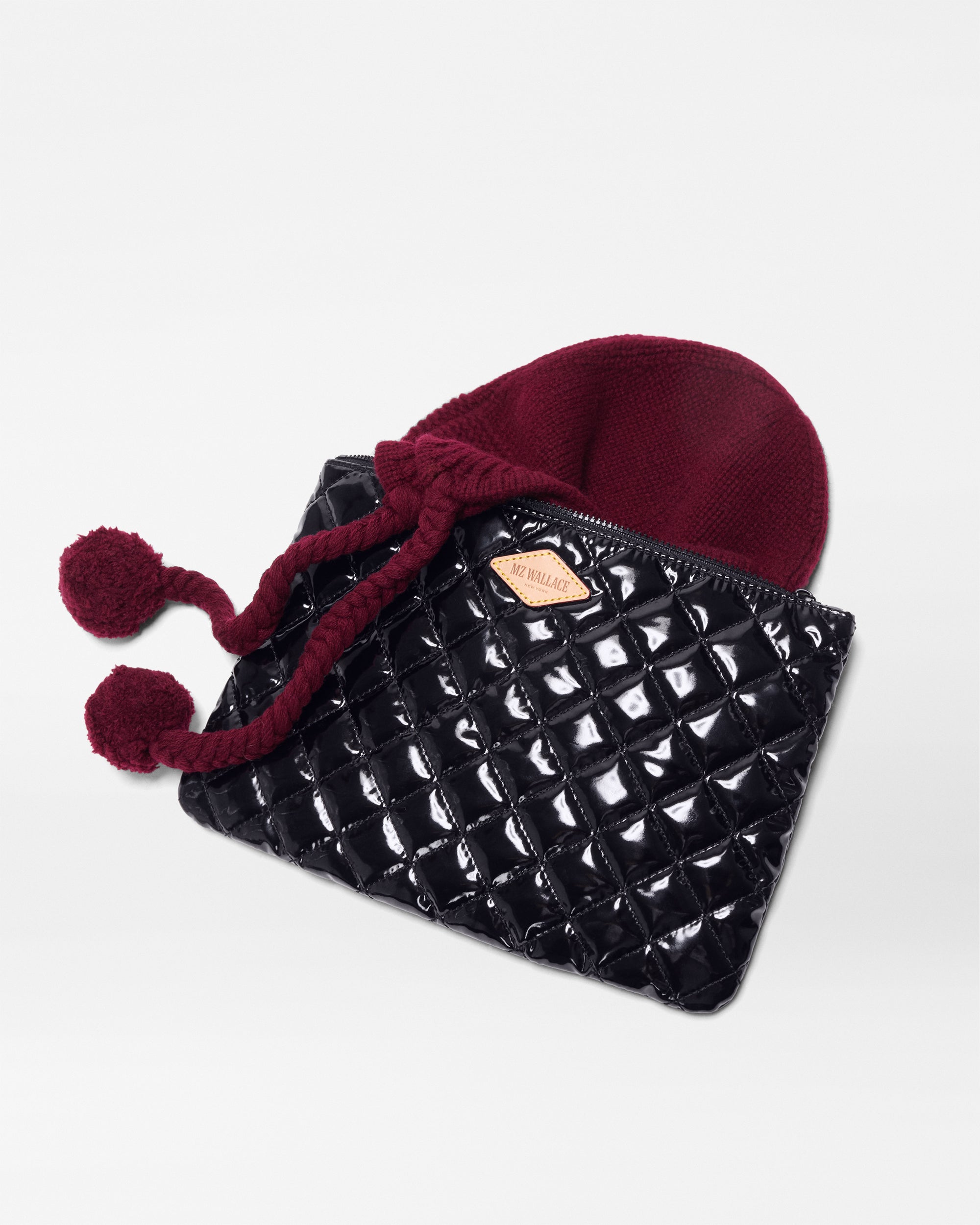 Merlot Cashmere Hat with Pouch