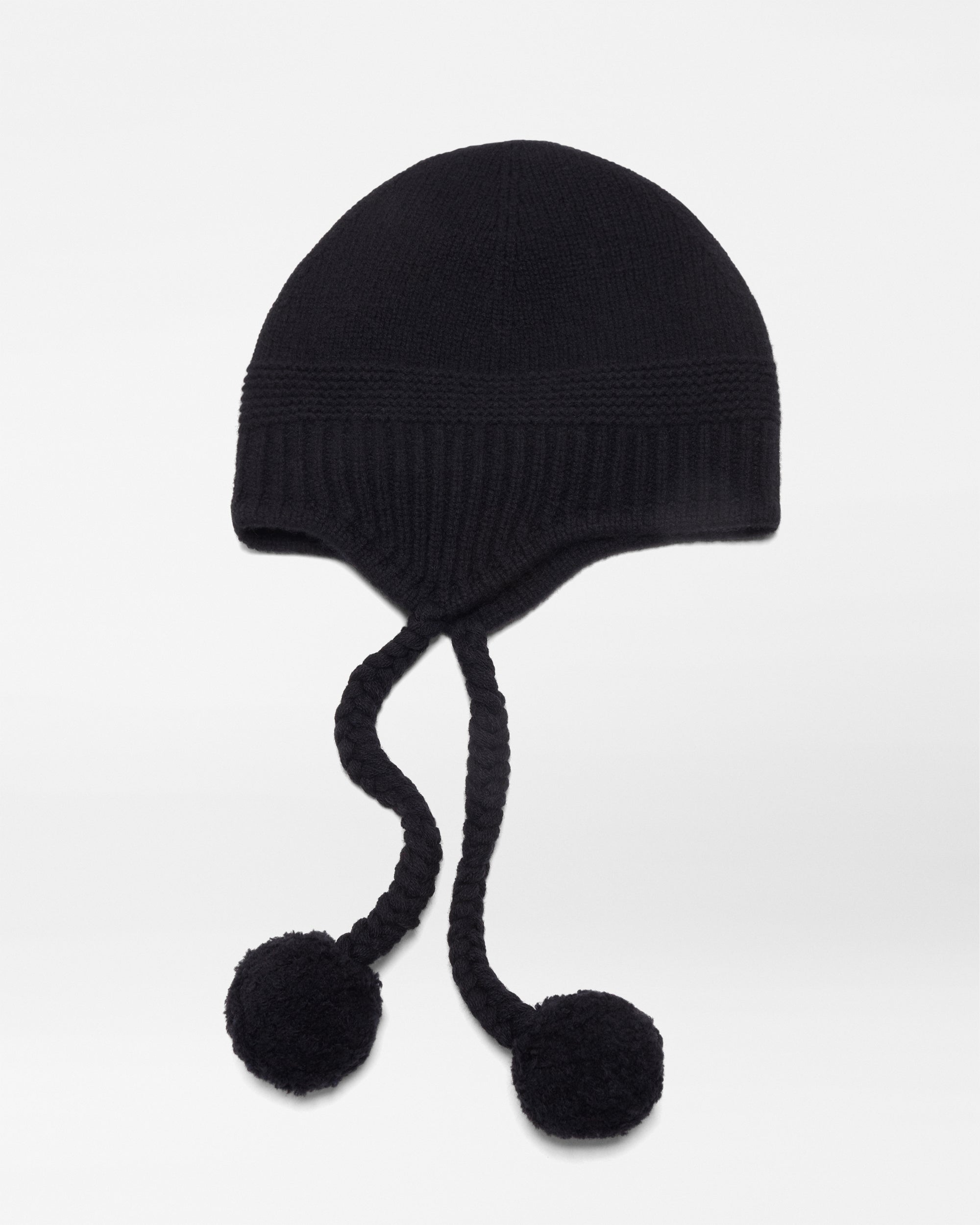Black Cashmere Hat with Pouch