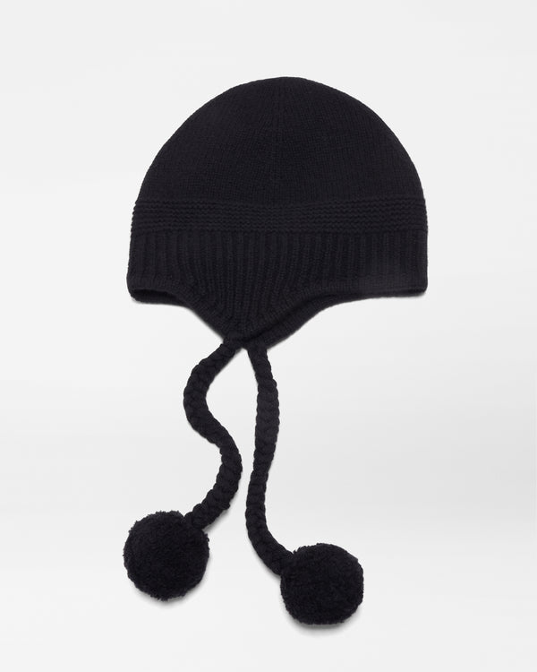 Black Cashmere Hat with Pouch