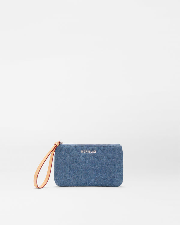 MZ Wallace | True Blue Denim Flat Metro Wristlet