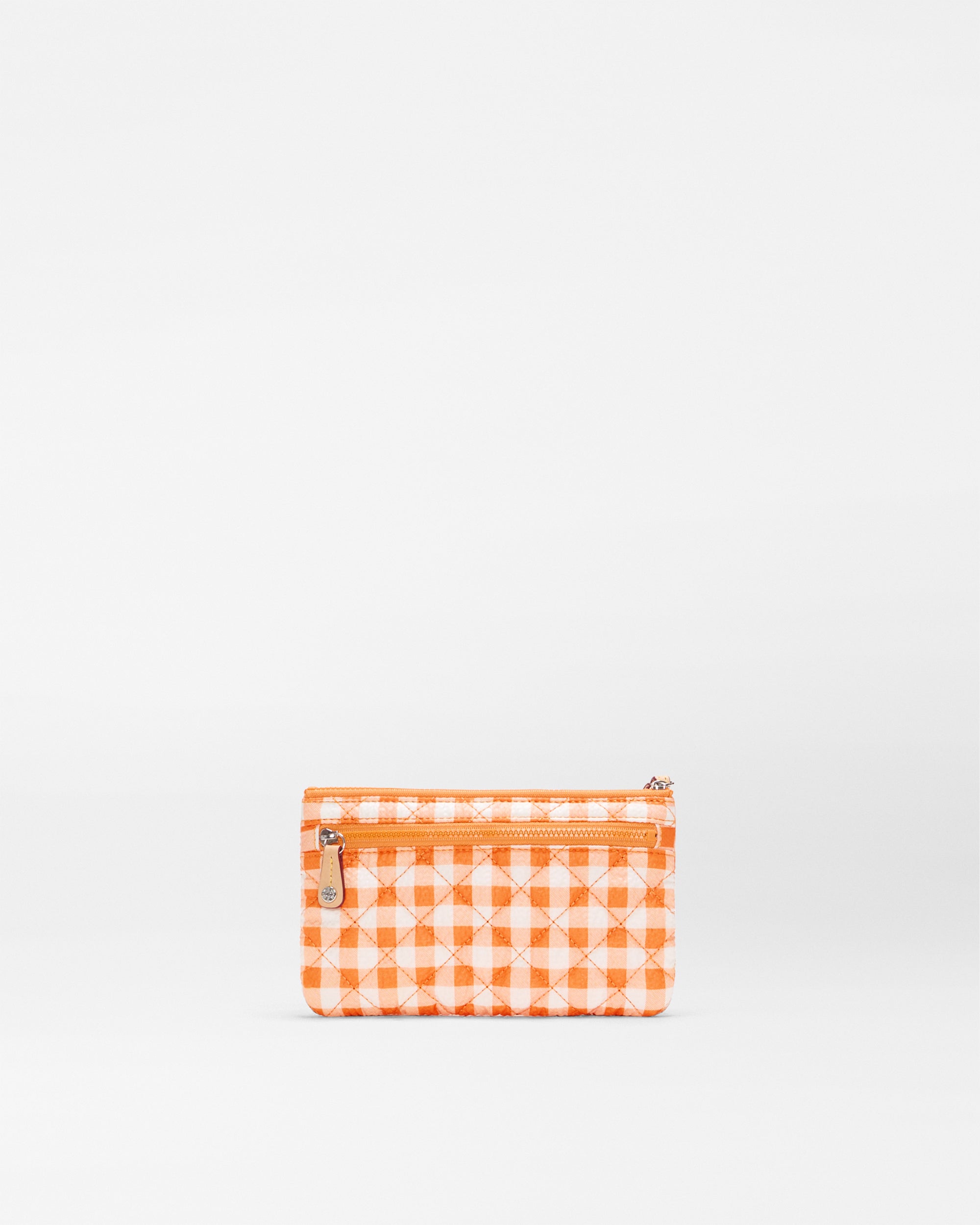 Sunset Orange Gingham Flat Metro Wristlet