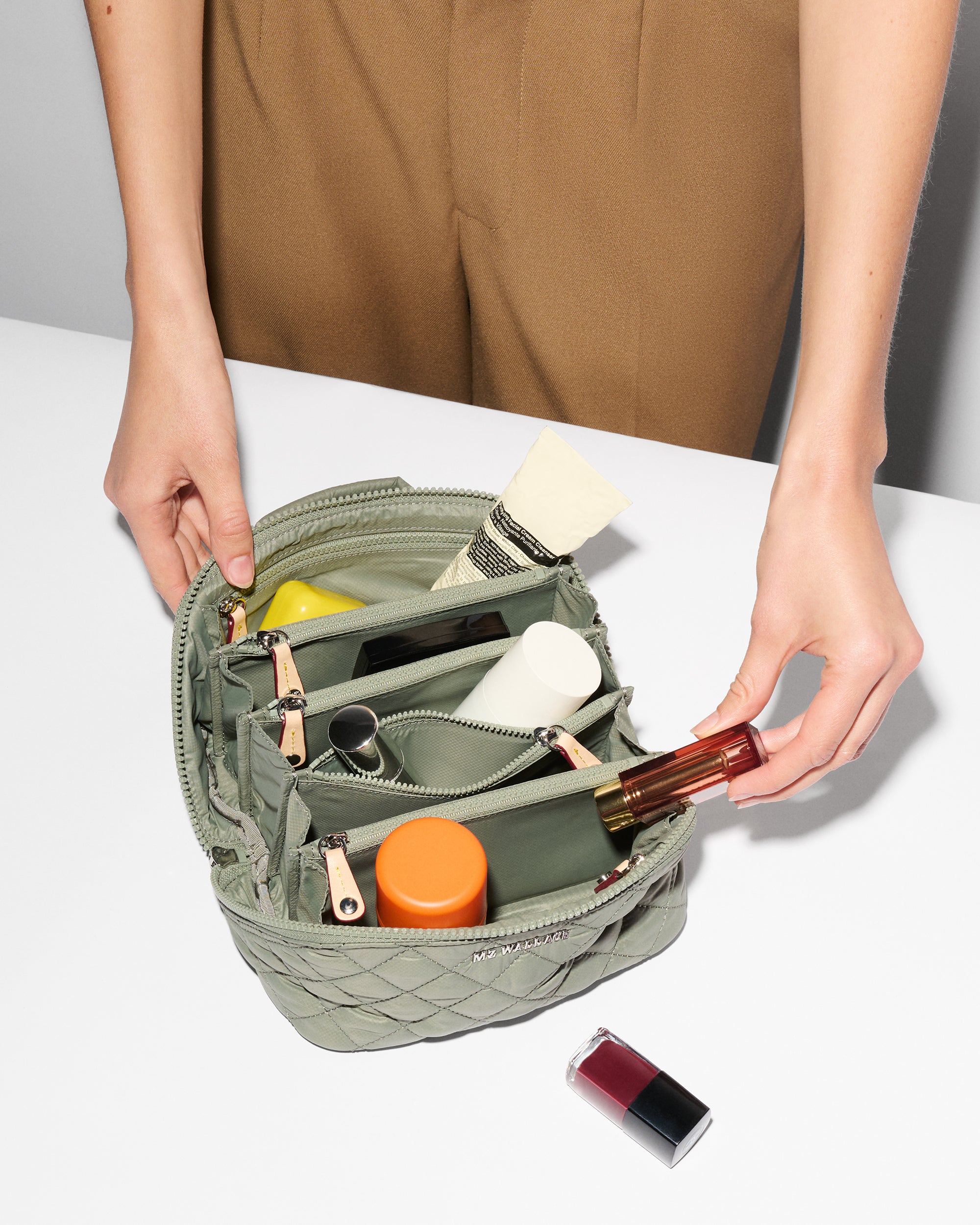 MZ Wallace | Agave Green Metro Accordion Cosmetic