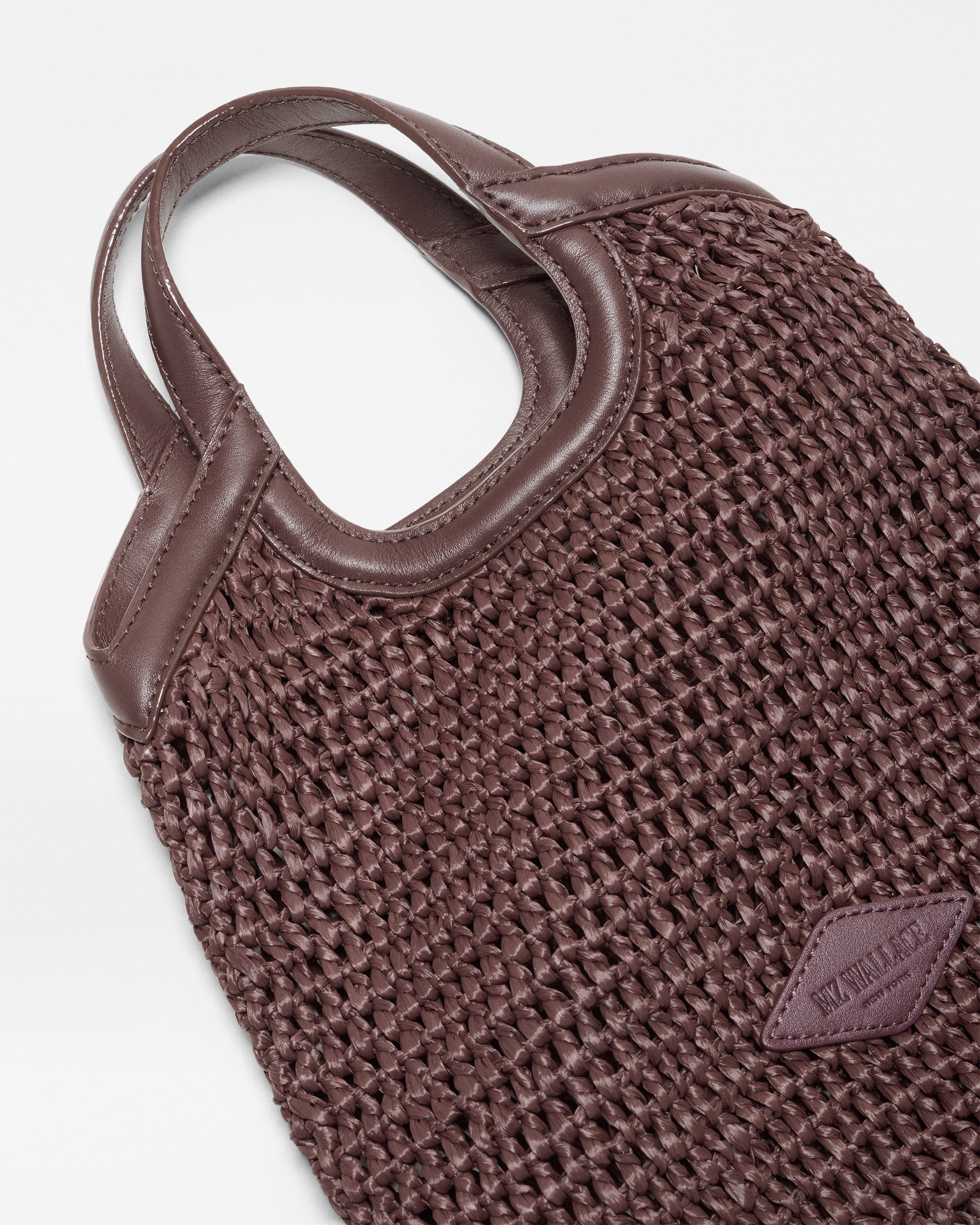 MZ Wallace | Brown Crochet Mini Gerogica Tote | Beach Tote | Vacation Bag | Travel Accessories | Raffia | Woven Straw