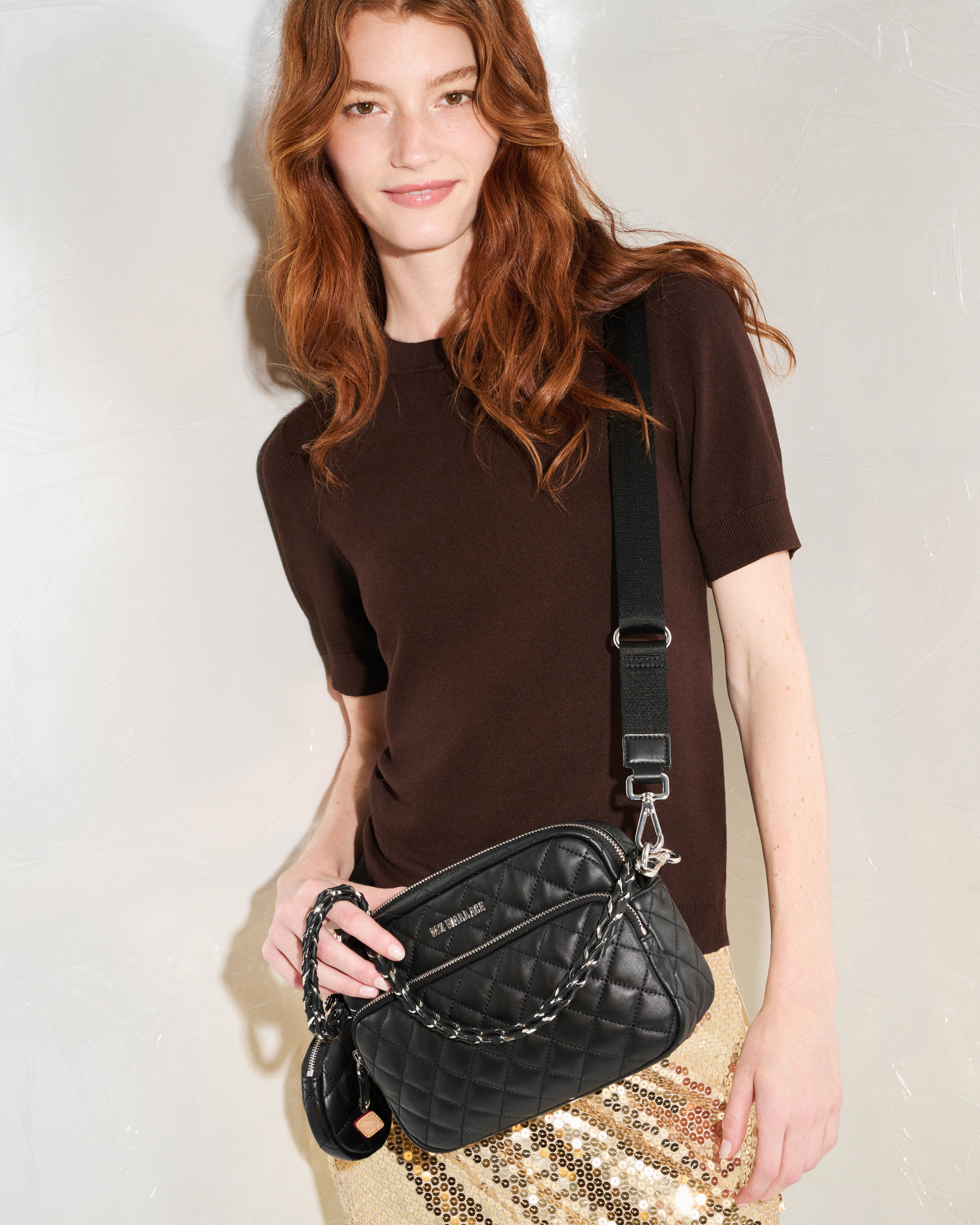 Black Quilted Leather Small Metro Camera Bag