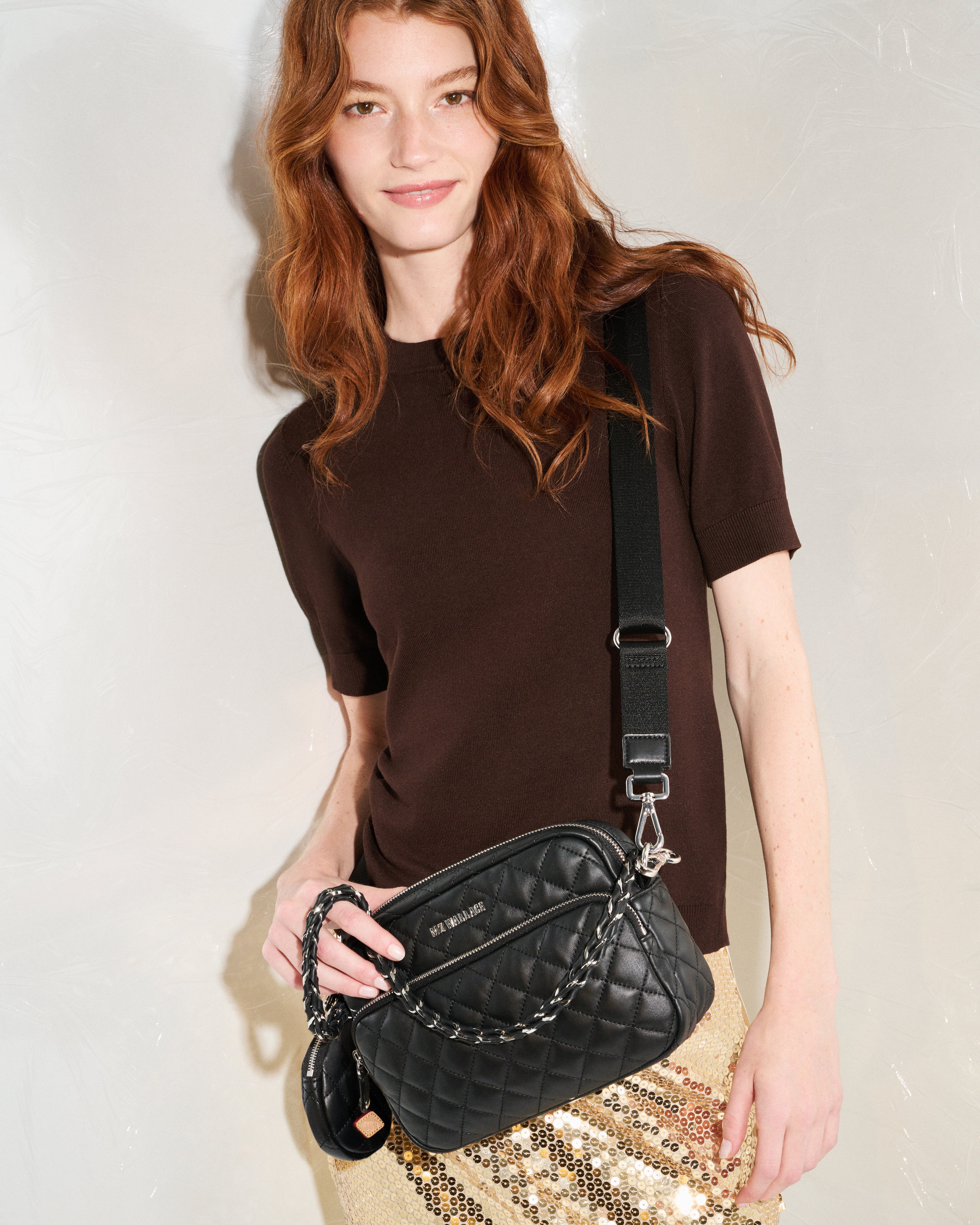 Black Quilted Leather Small Metro Camera Bag