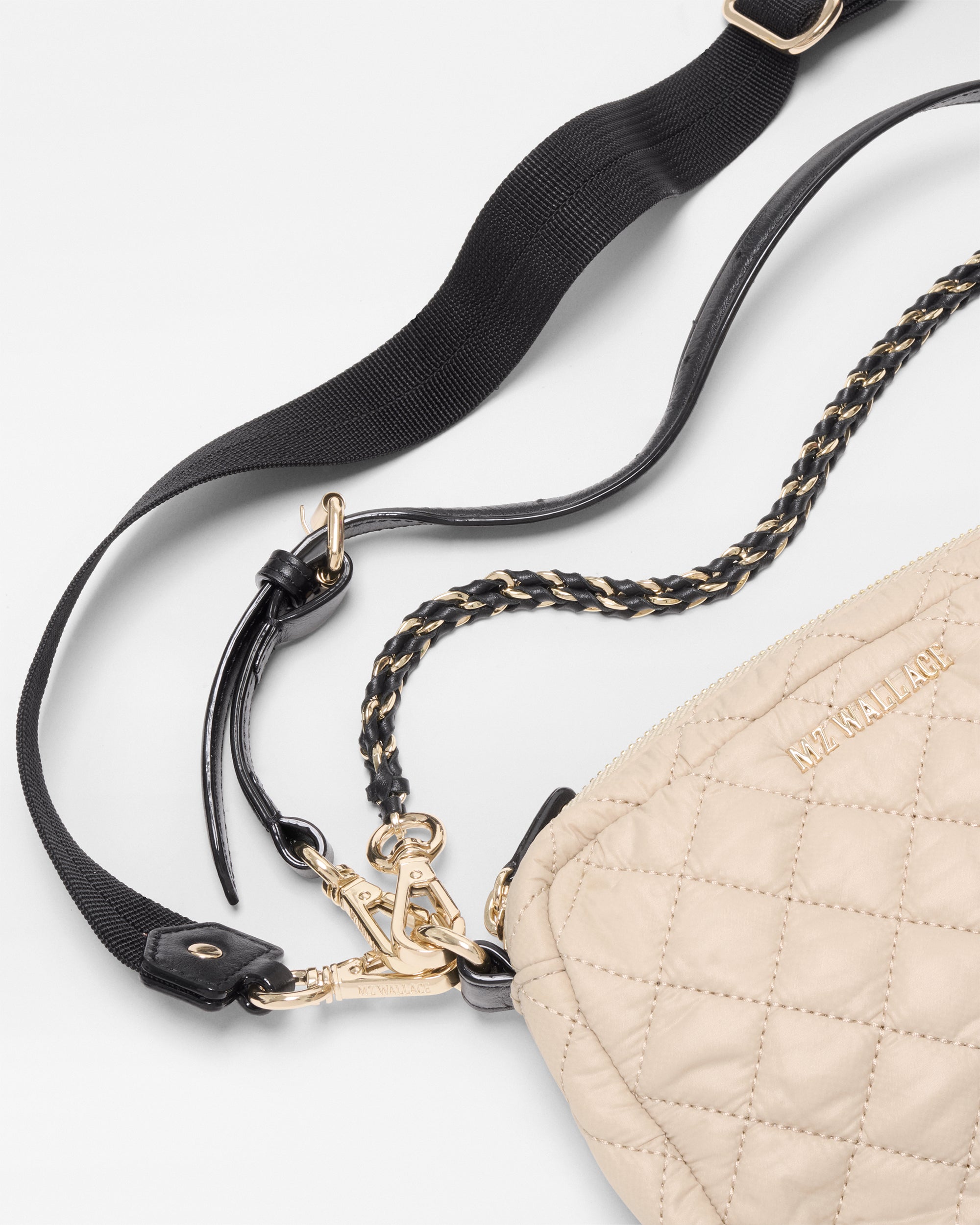 MZ Wallace | Buff with Black Mini Crosby Crossbody Handbag