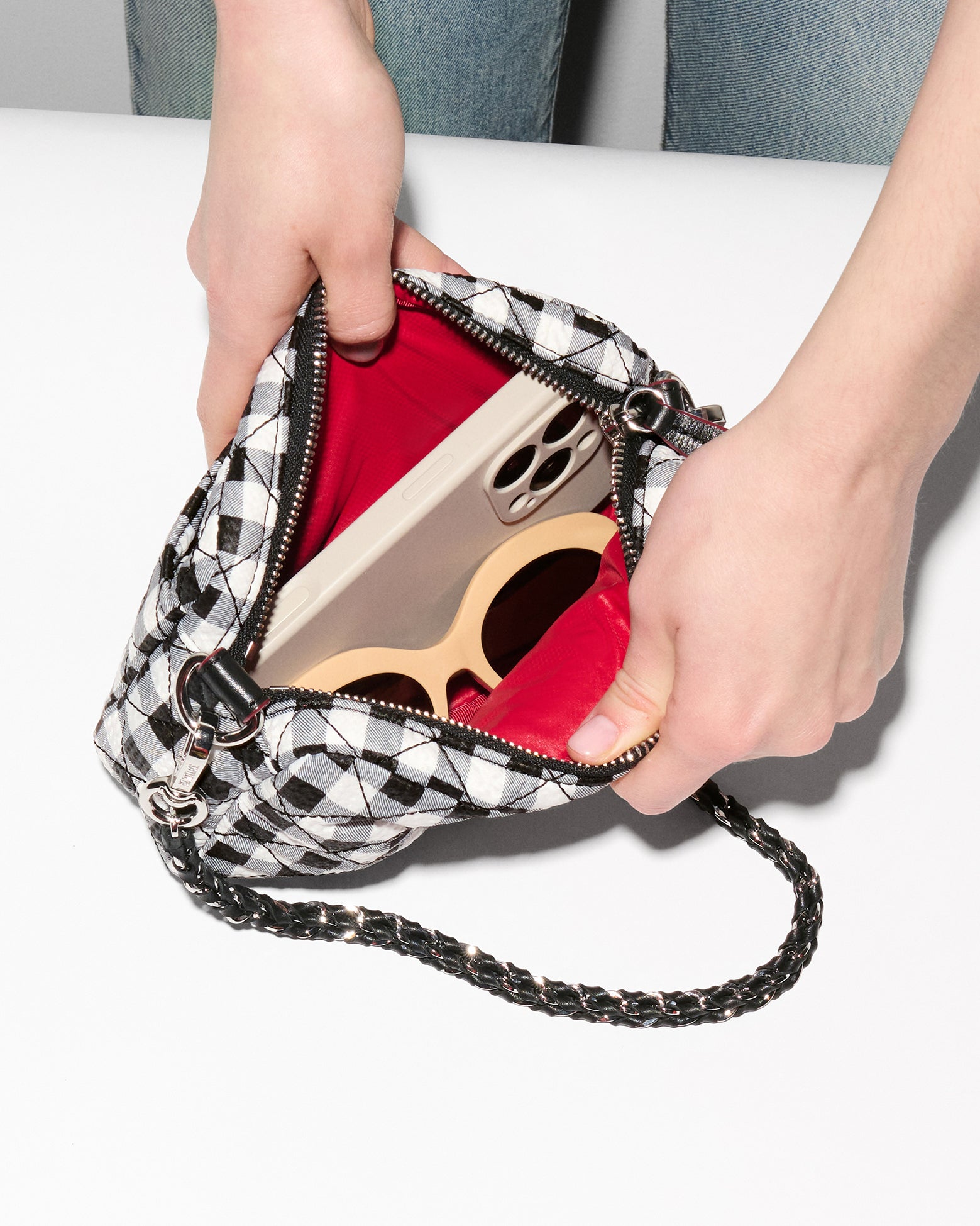 Black/White Gingham Mini Crosby Crossbody
