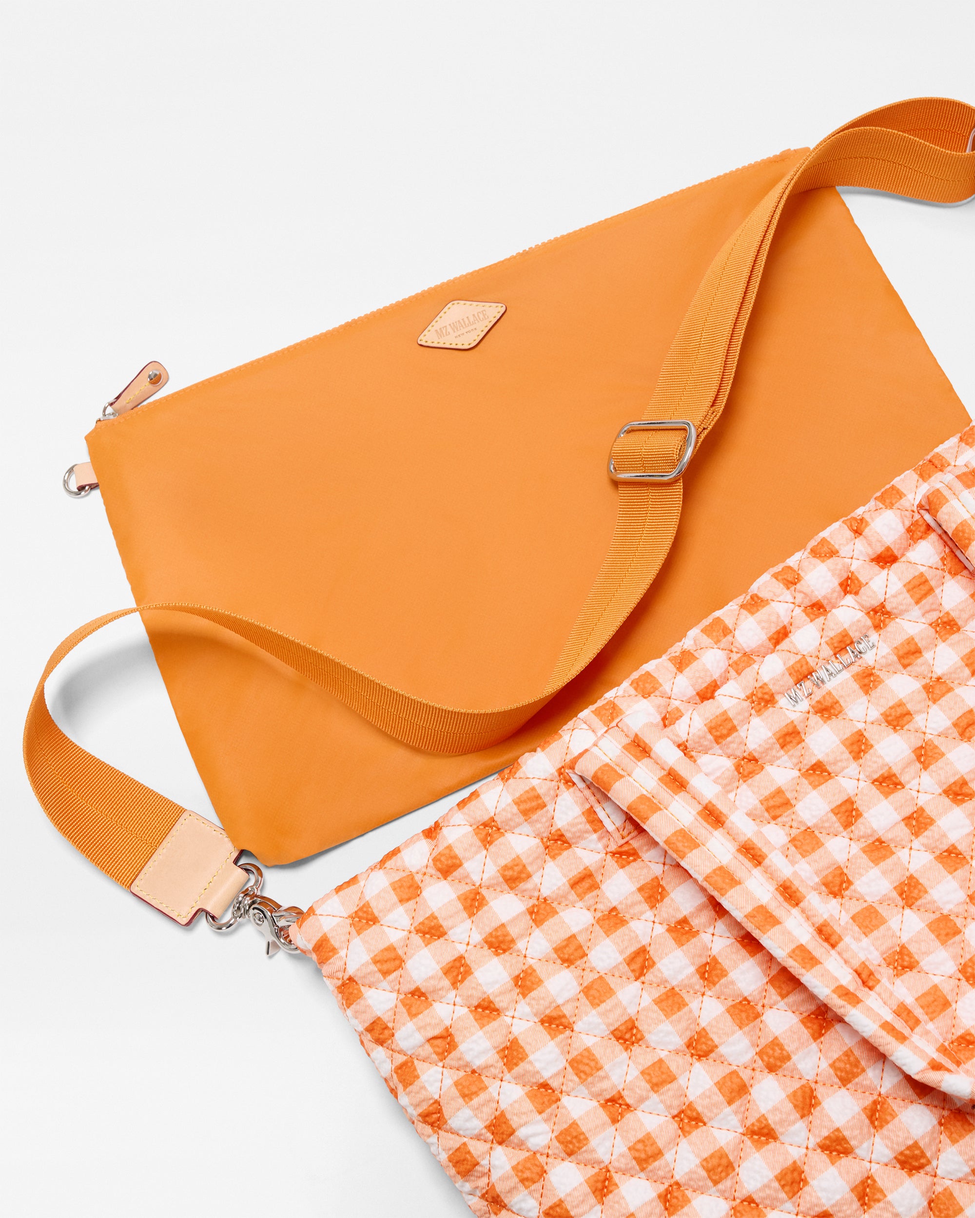 Sunset Orange Gingham Medium Metro Tote Deluxe