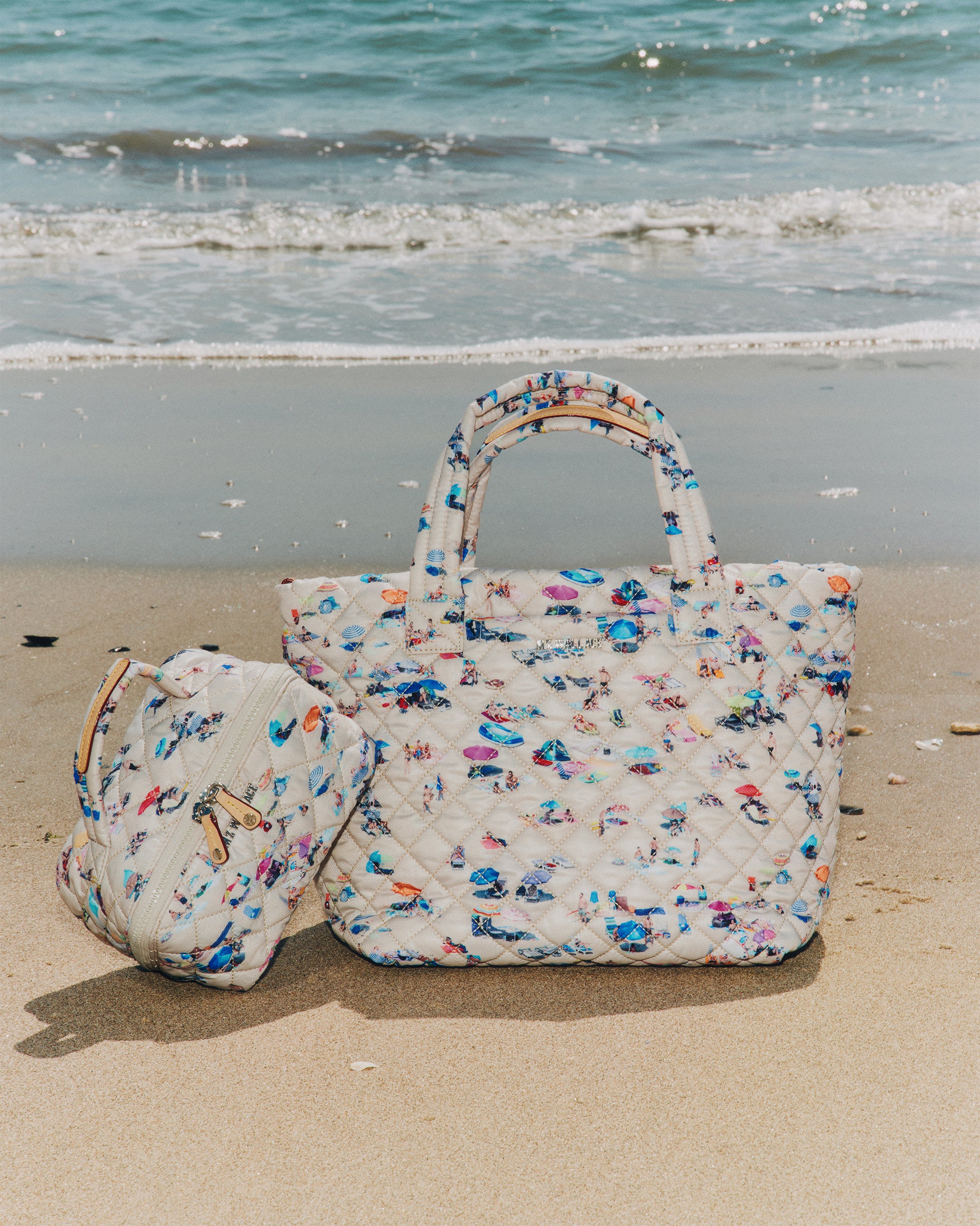 MZ Wallace | Dede Johnston Beach Print Small Metro Tote and Metro Accordion Cosmetic Organizer