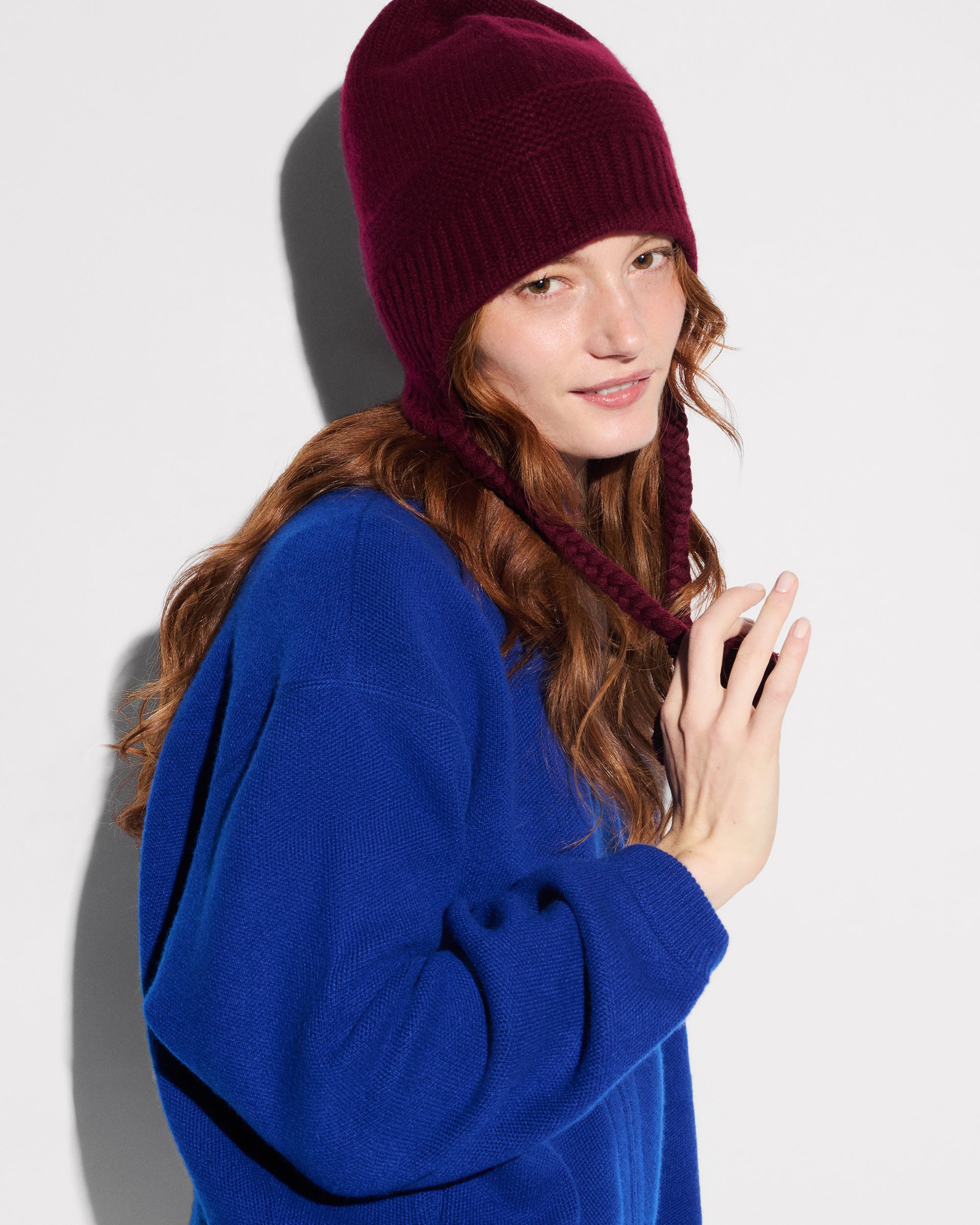 Merlot Cashmere Hat with Pouch