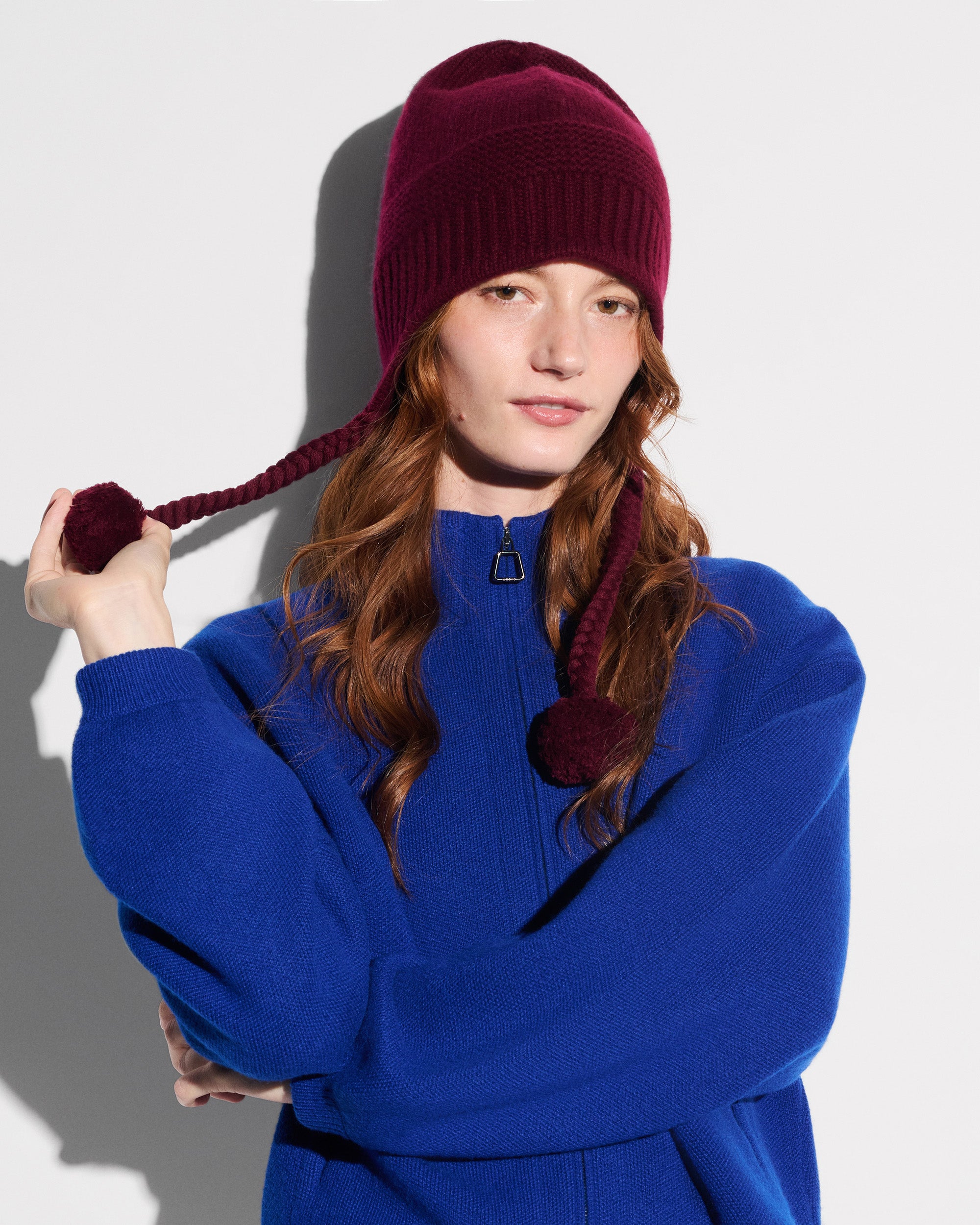 Merlot Cashmere Hat with Pouch