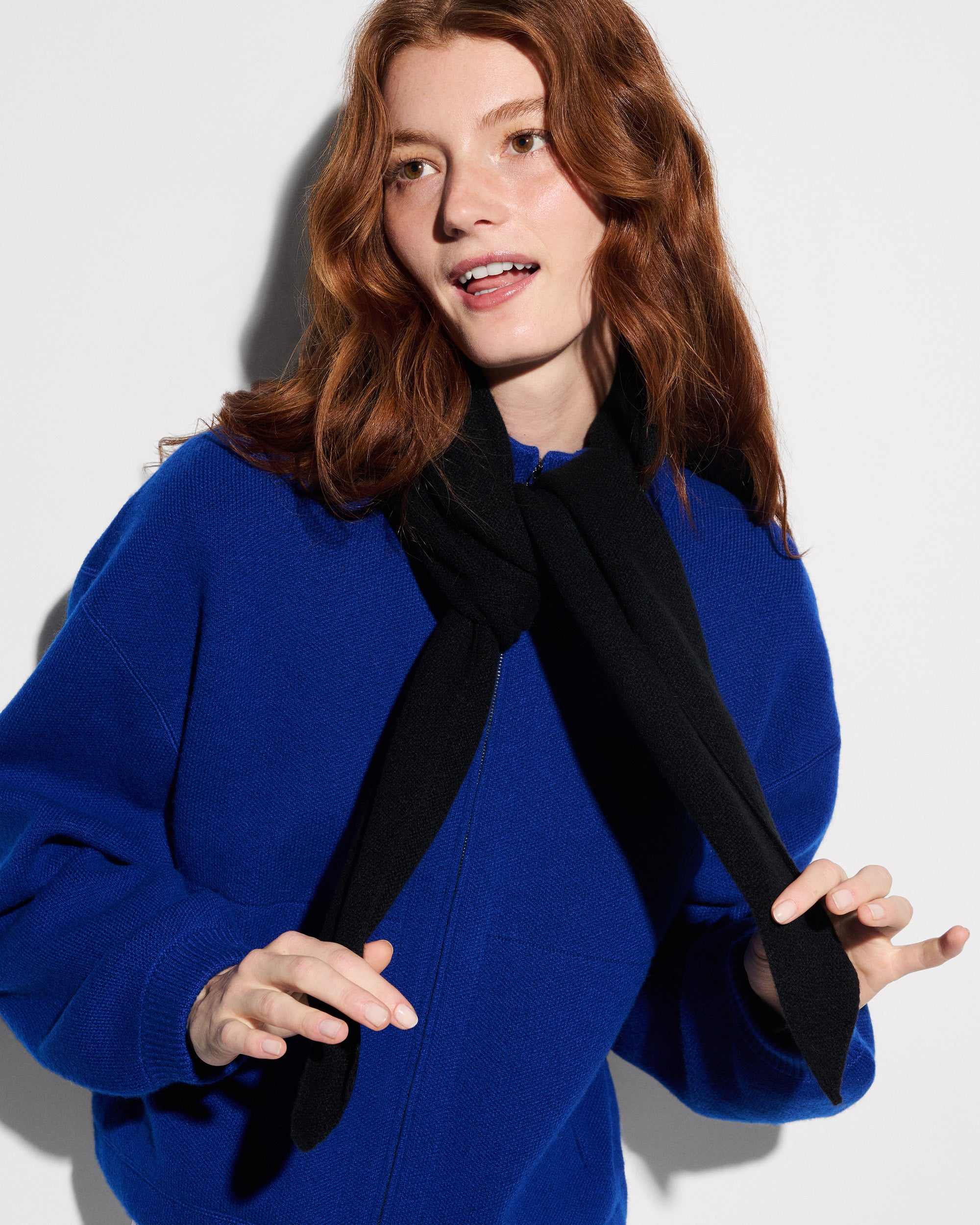 Black Cashmere Scarf with Pouch