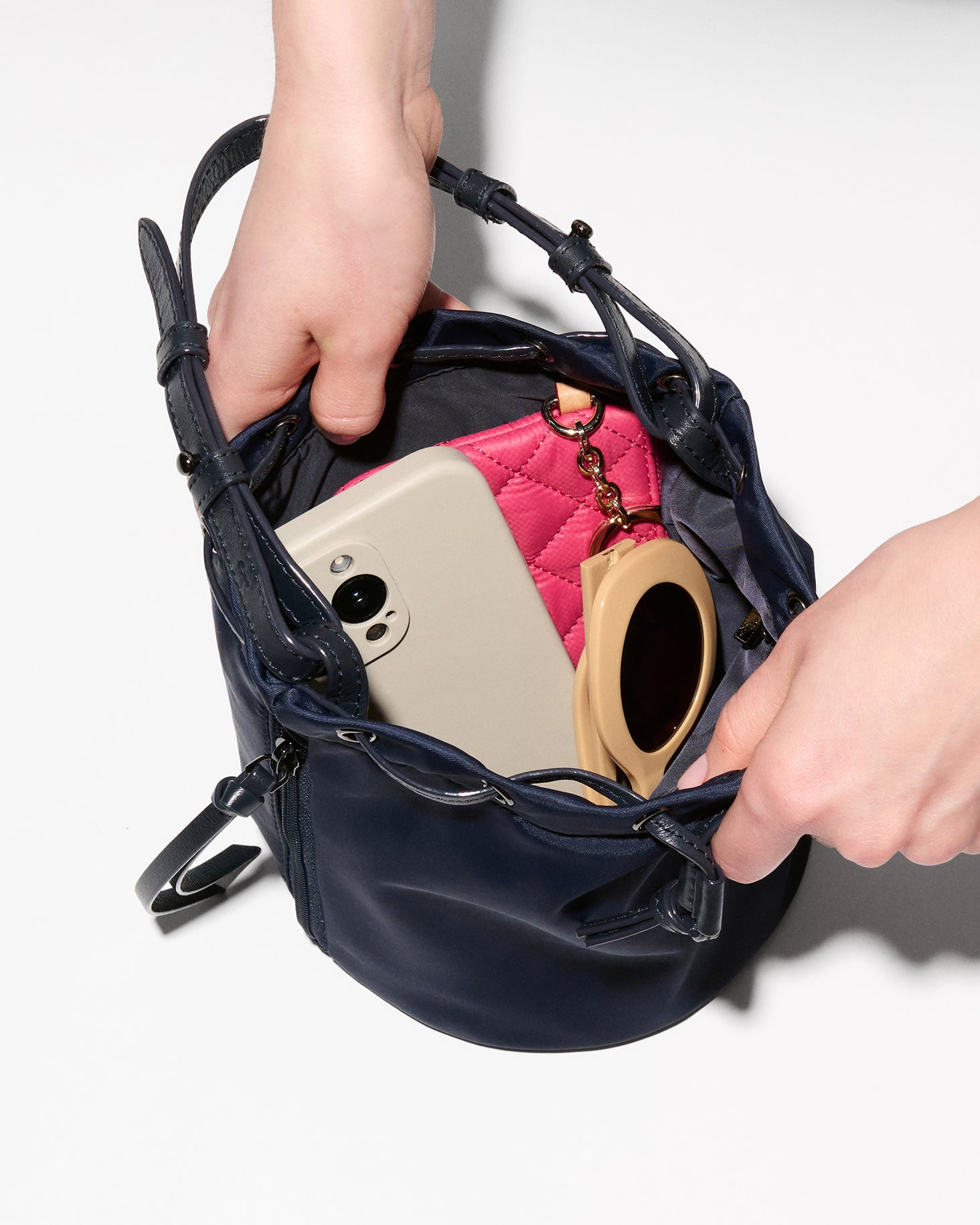 Navy Waverly Bucket Bag
