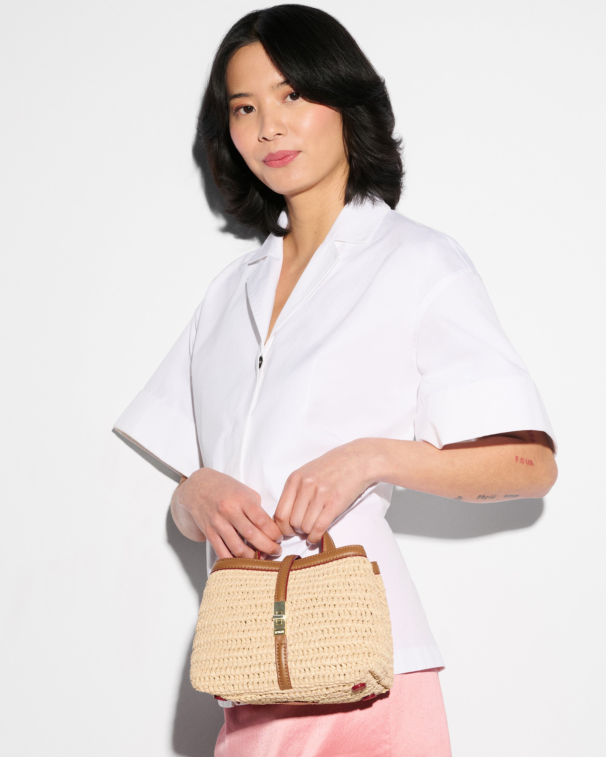 MZ Wallace | Camel Crochet Mini Astor Top Handle Bag