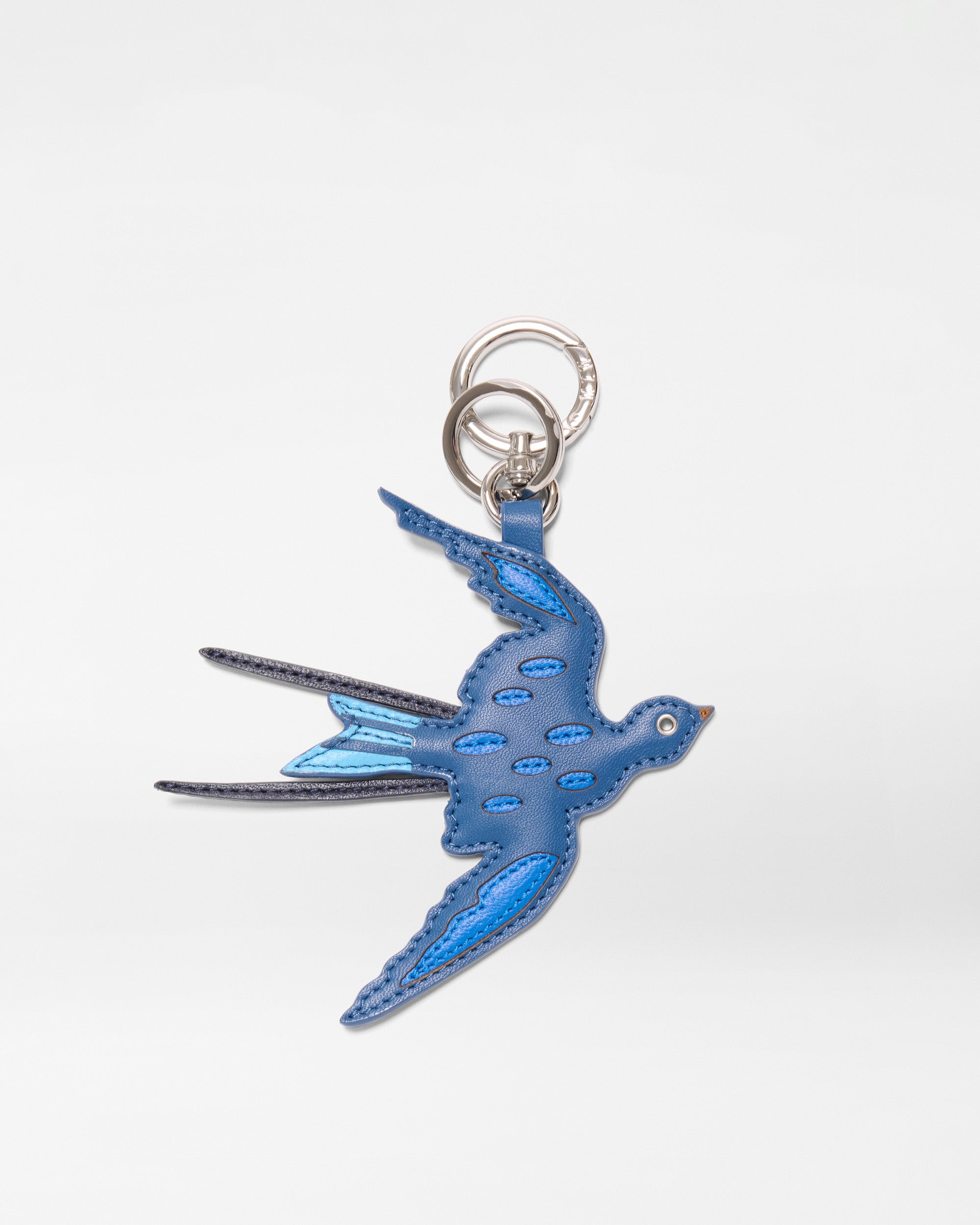 MZ Wallace | Blue Multi Leather Swallow Bird Bag Charm | Keychain