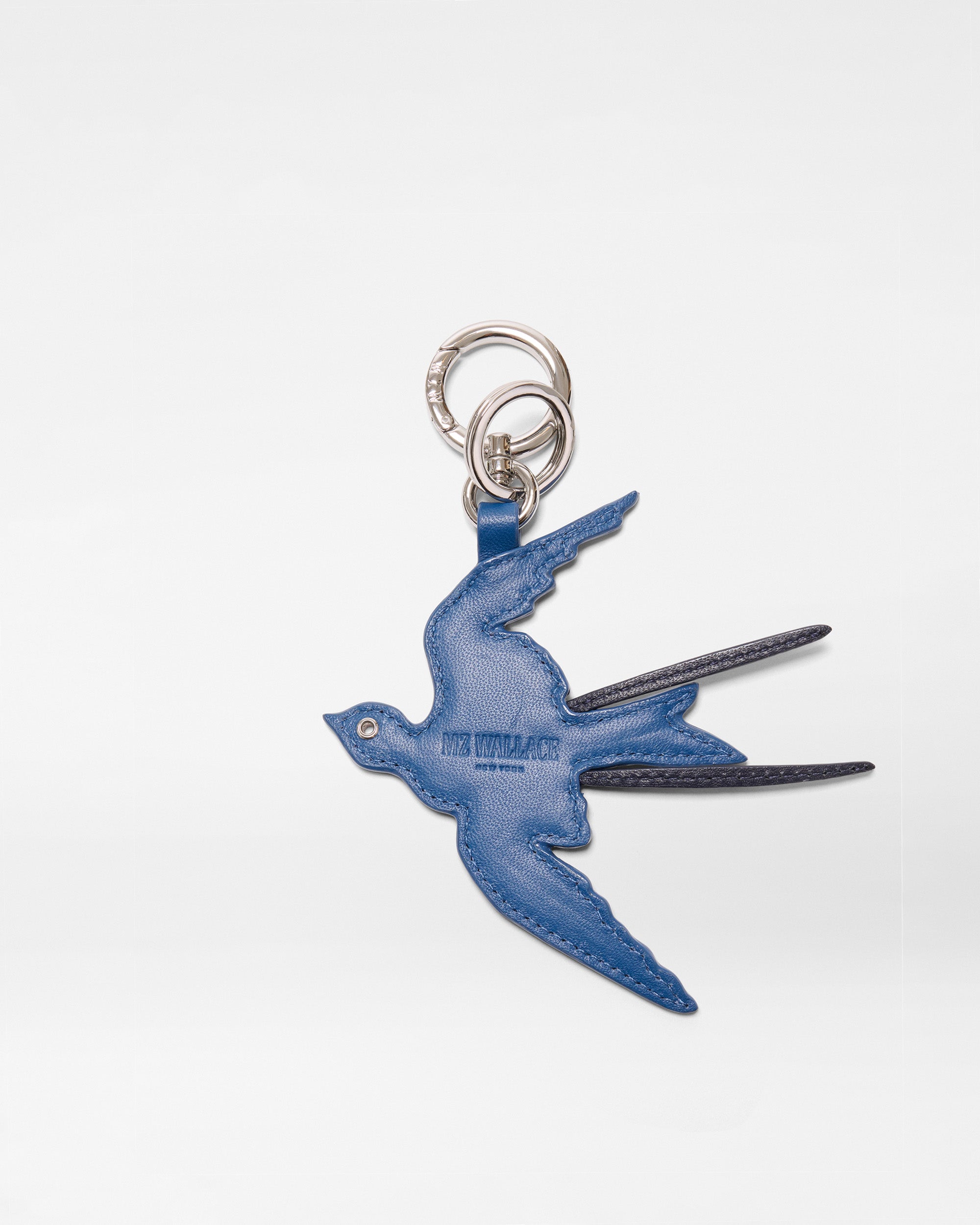 Blue Multi Leather Bird Charm