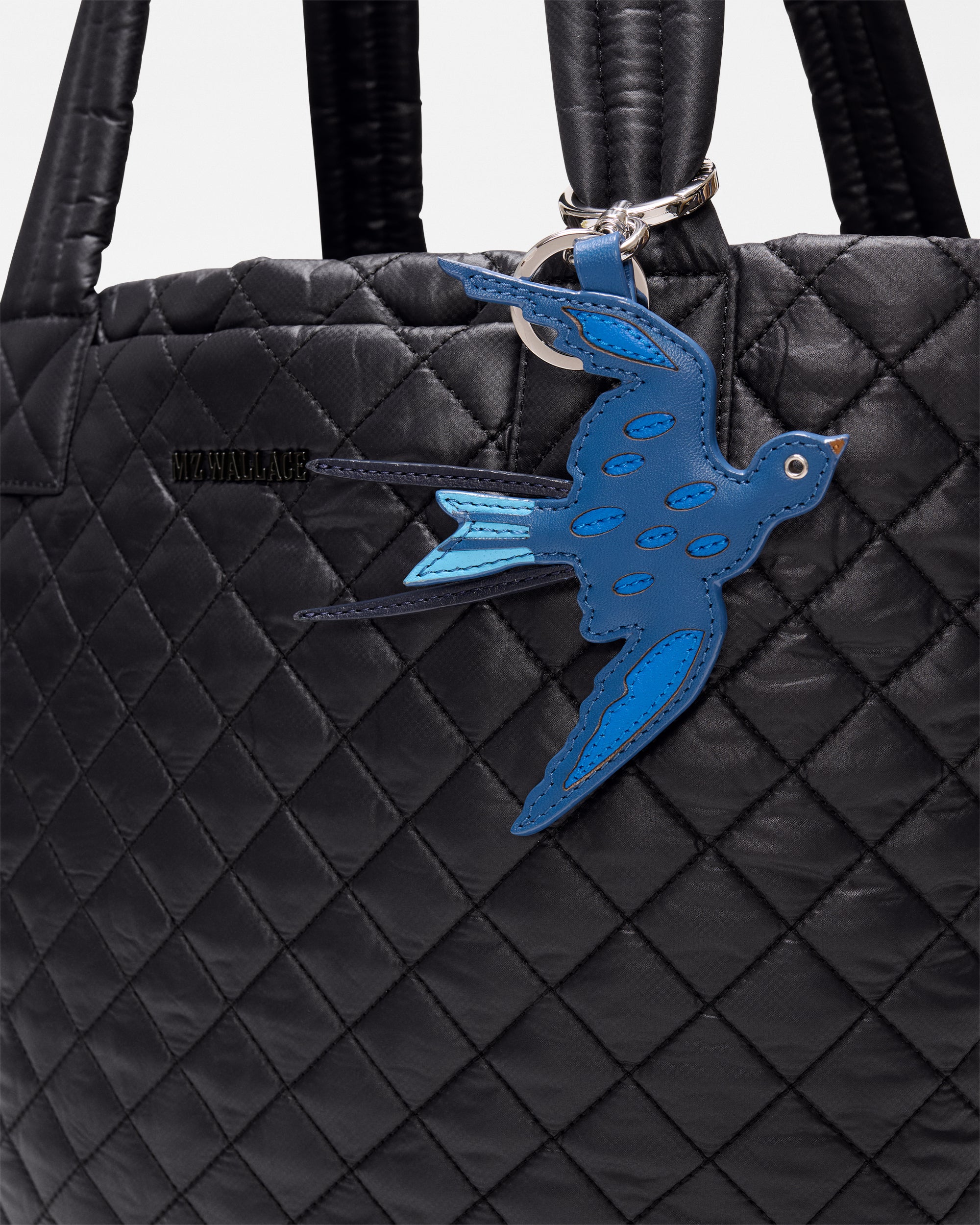 Blue Multi Leather Bird Charm