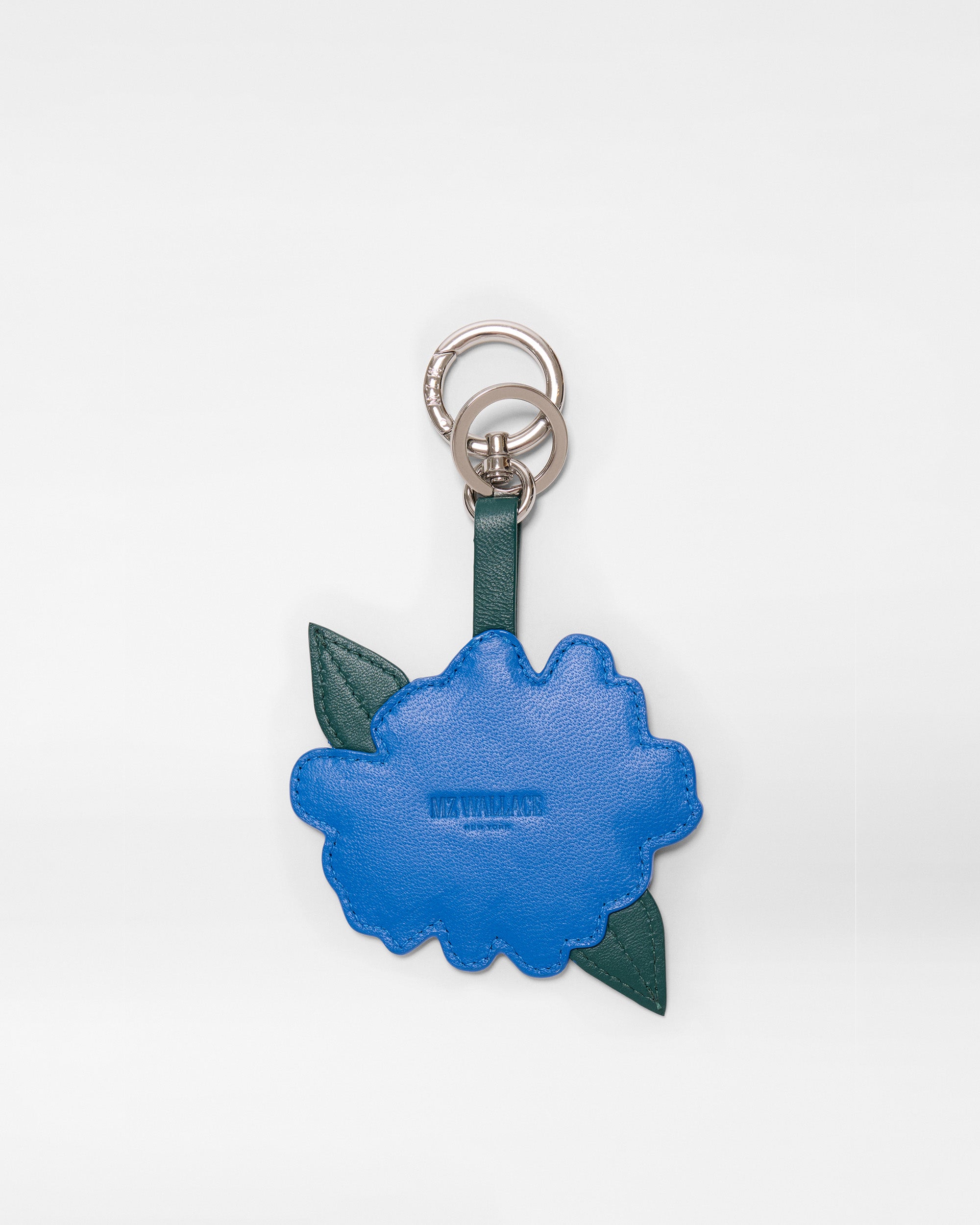 Blue Multi Leather Flower Charm
