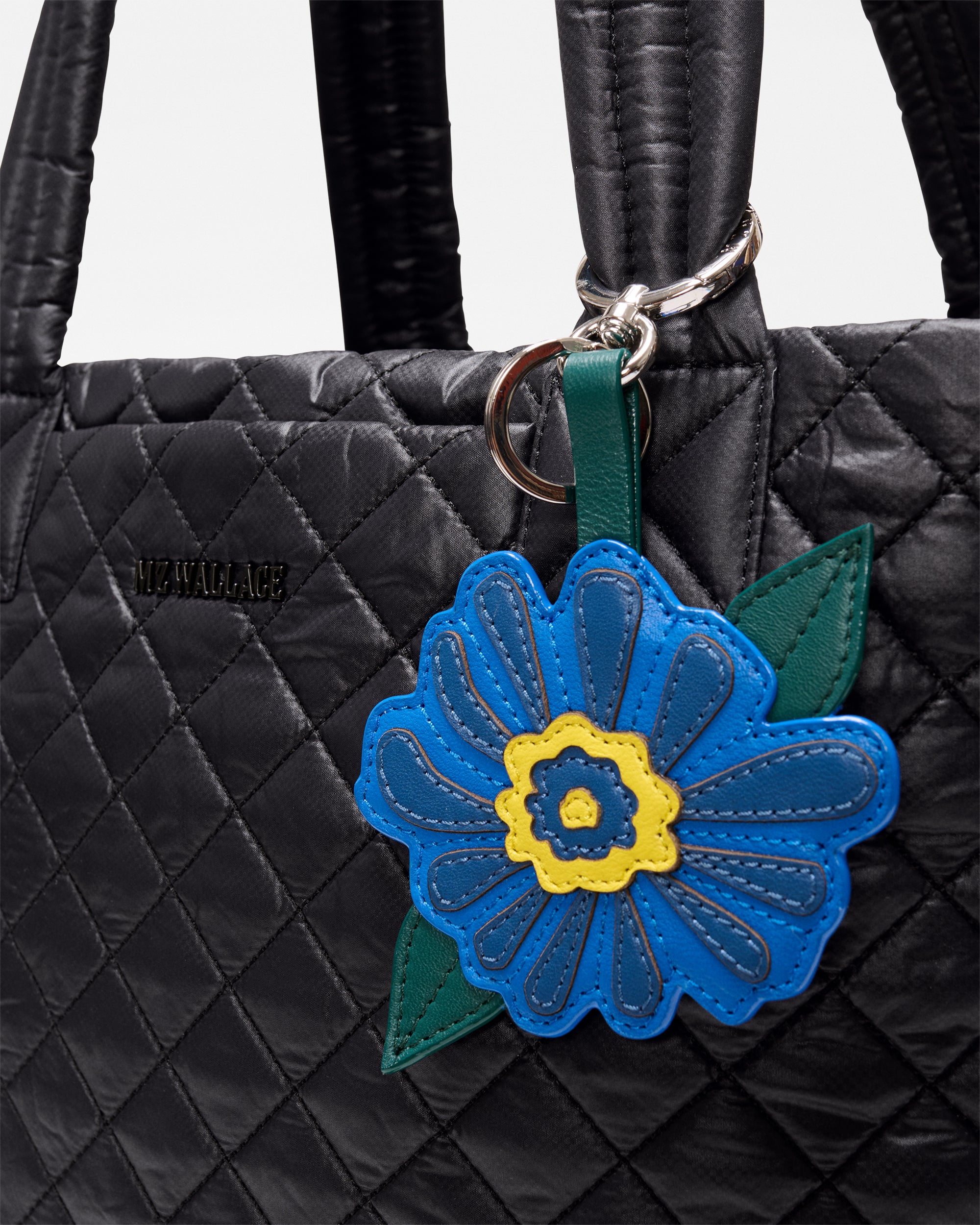 Blue Multi Leather Flower Charm