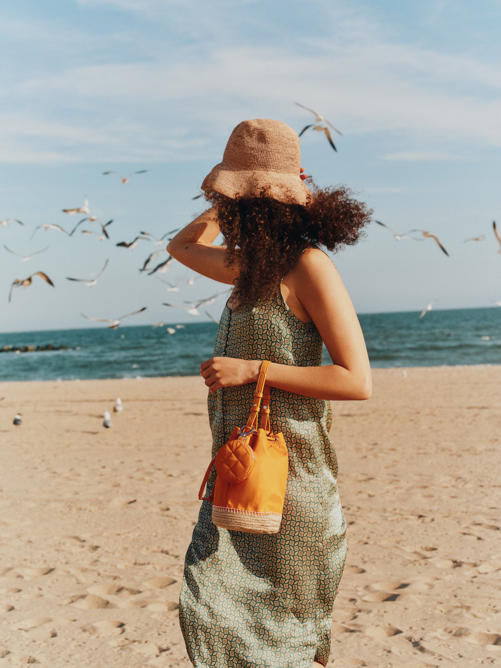 MZ Wallace | Sunset Orange Waverly Espadrille Bucket Bag