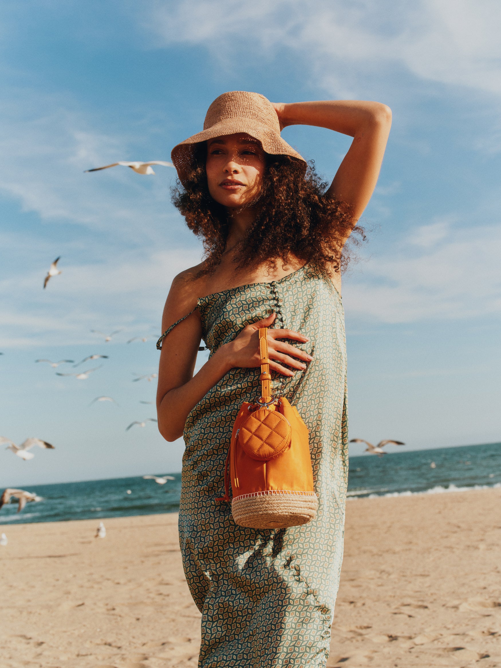 MZ Wallace | Sunset Orange Waverly Espadrille Bucket Bag