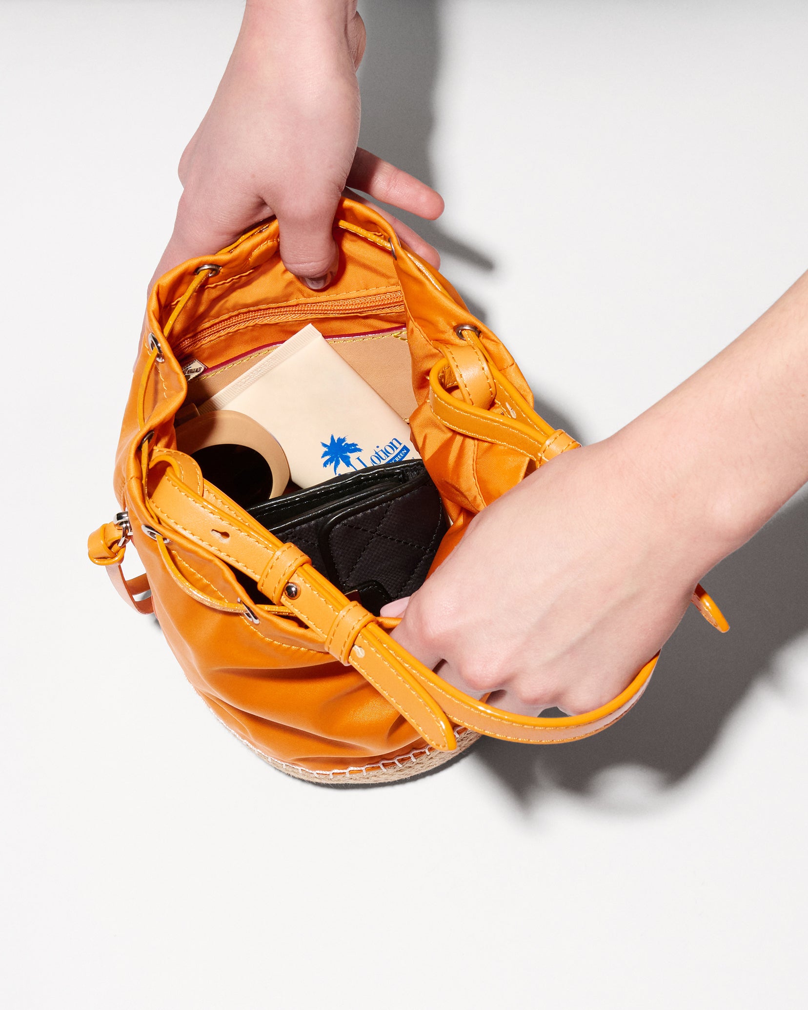 Sunset Orange Waverly Espadrille Bucket Bag